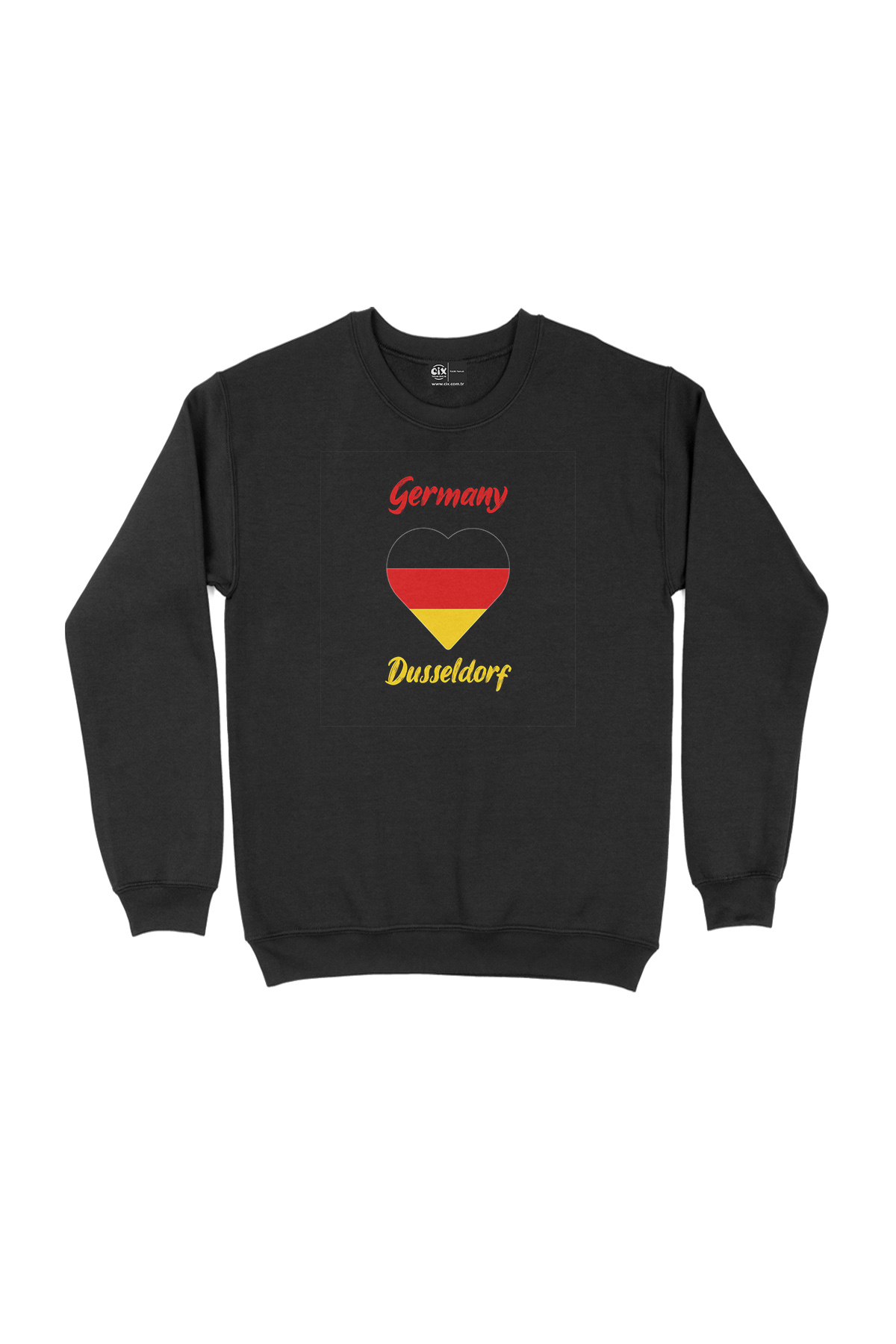 Dusseldorf Almanya  Bayraklı Kalpli Siyah Sweatshirt