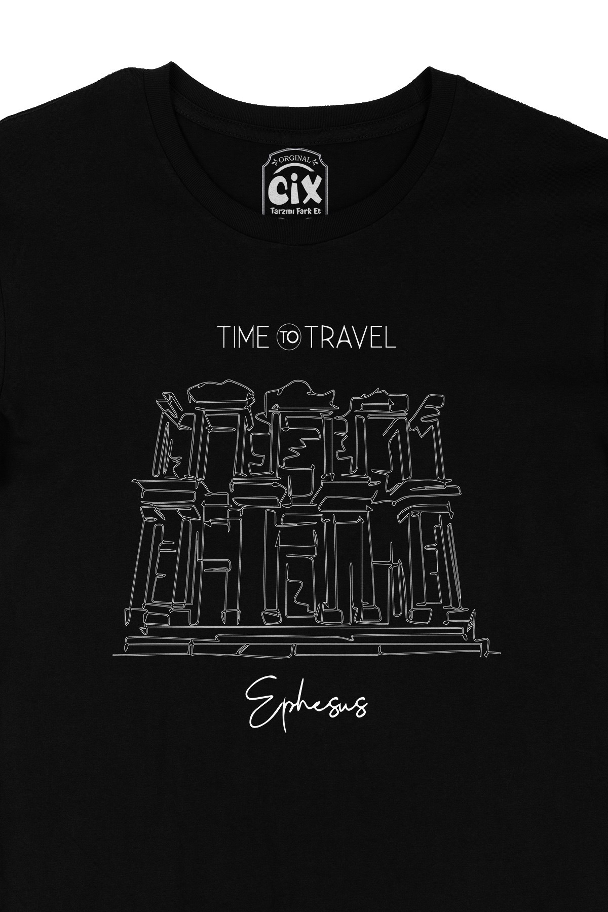 Cix Efes Antik Kenti Siyah Tişört - Ücretsiz Kargo