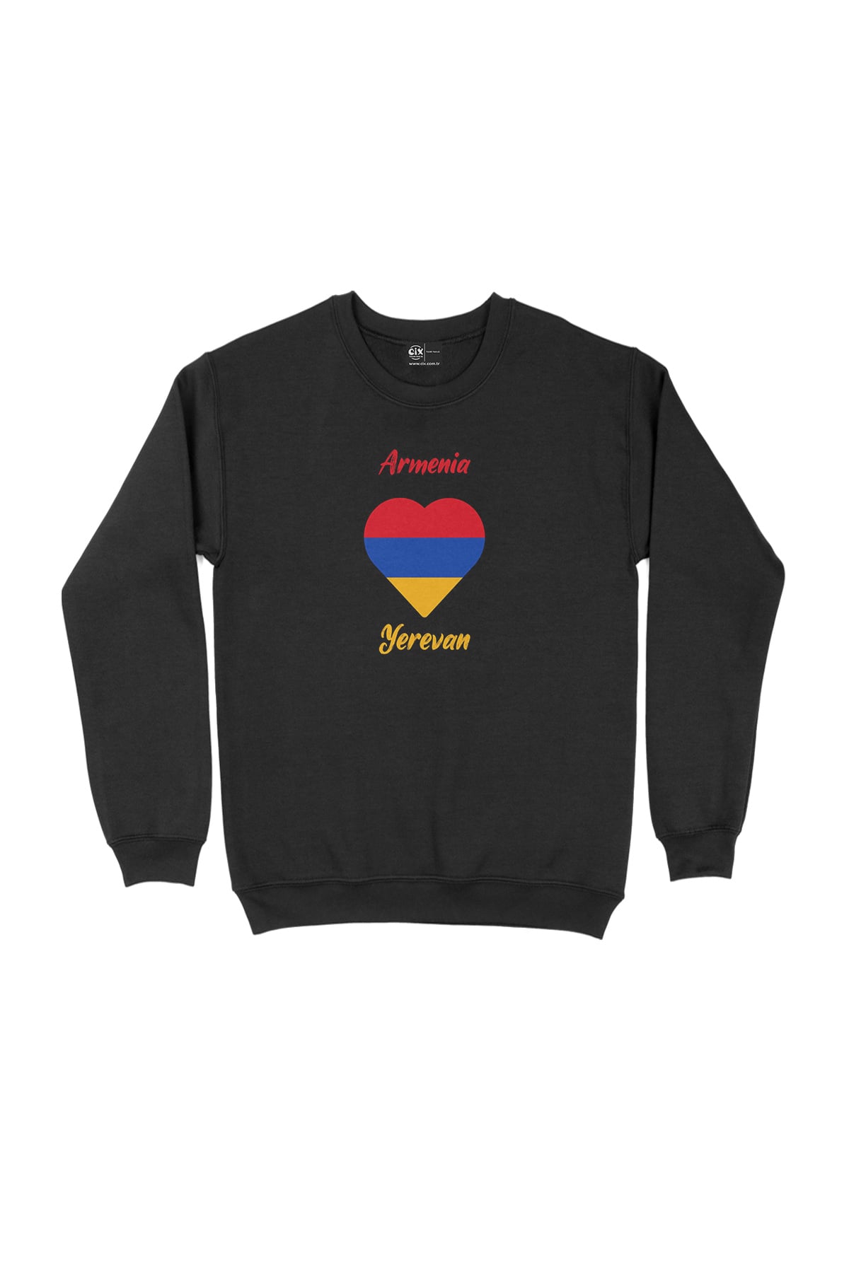 Erivan Ermenistan Bayraklı Kalpli Siyah Sweatshirt