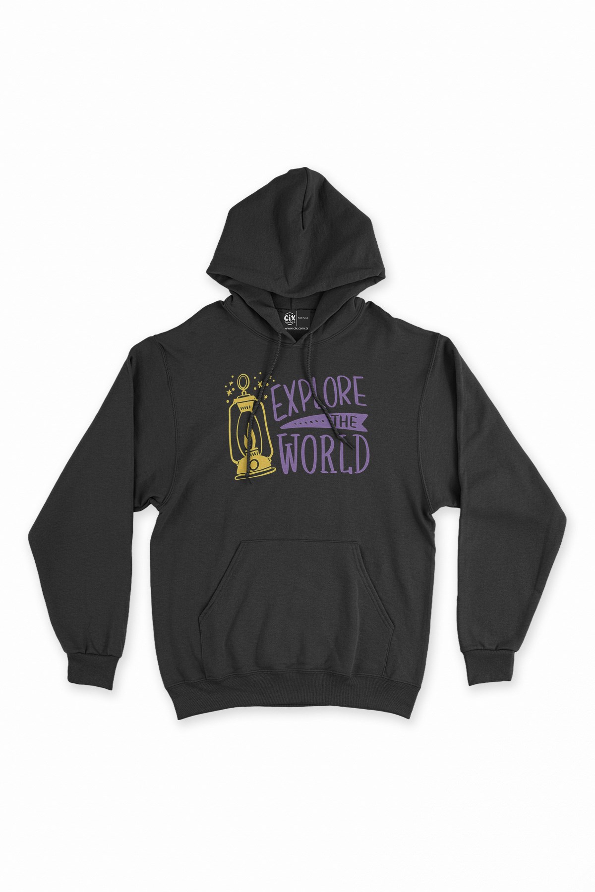 Explore The World Siyah Kapşonlu Sweatshirt Hoodie