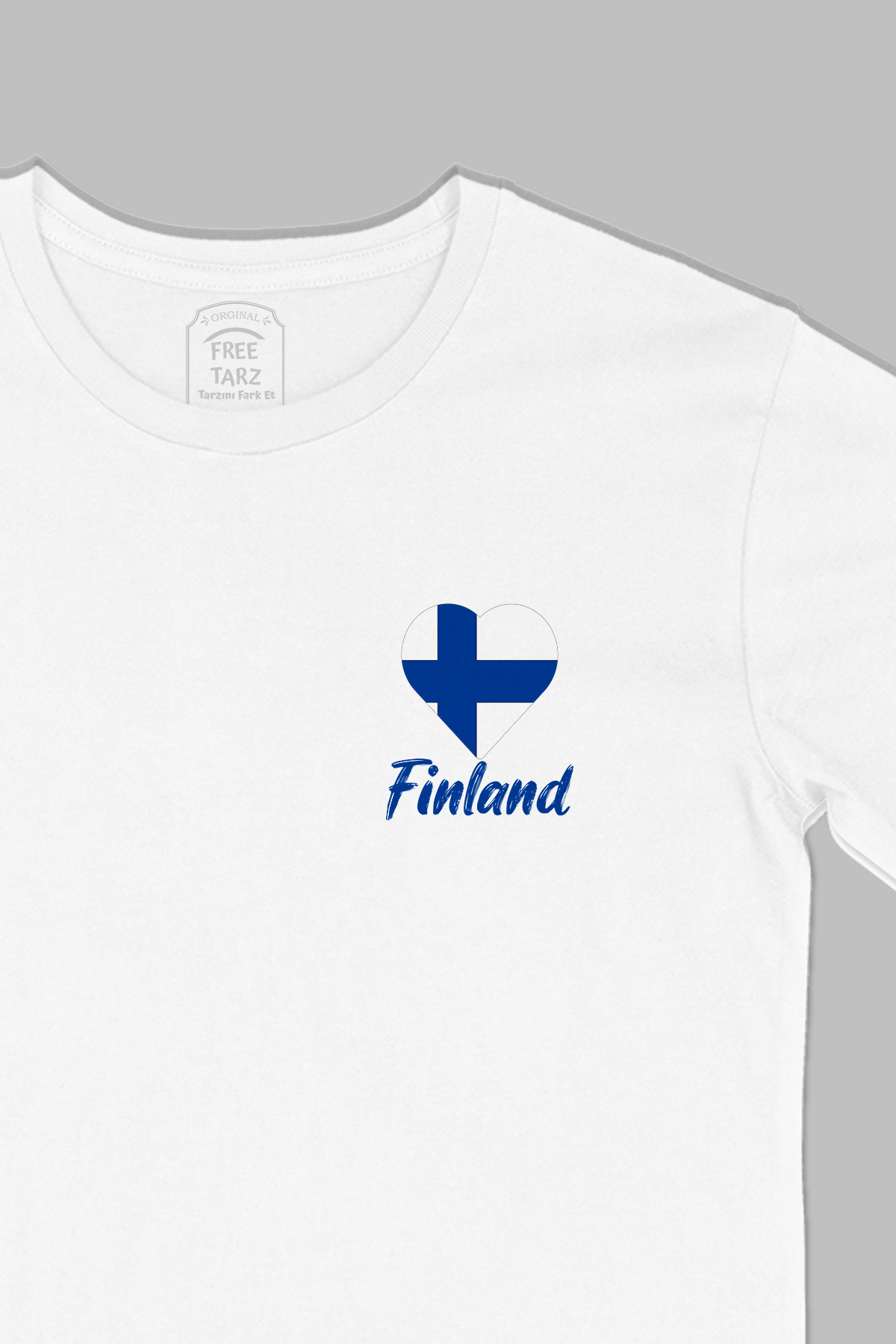 Finlandiya Baskılı Cep Tasarım Beyaz Tişört Finlandiya Baskılı Cep Tasarım Beyaz Tişört - Ücretsiz Kargo