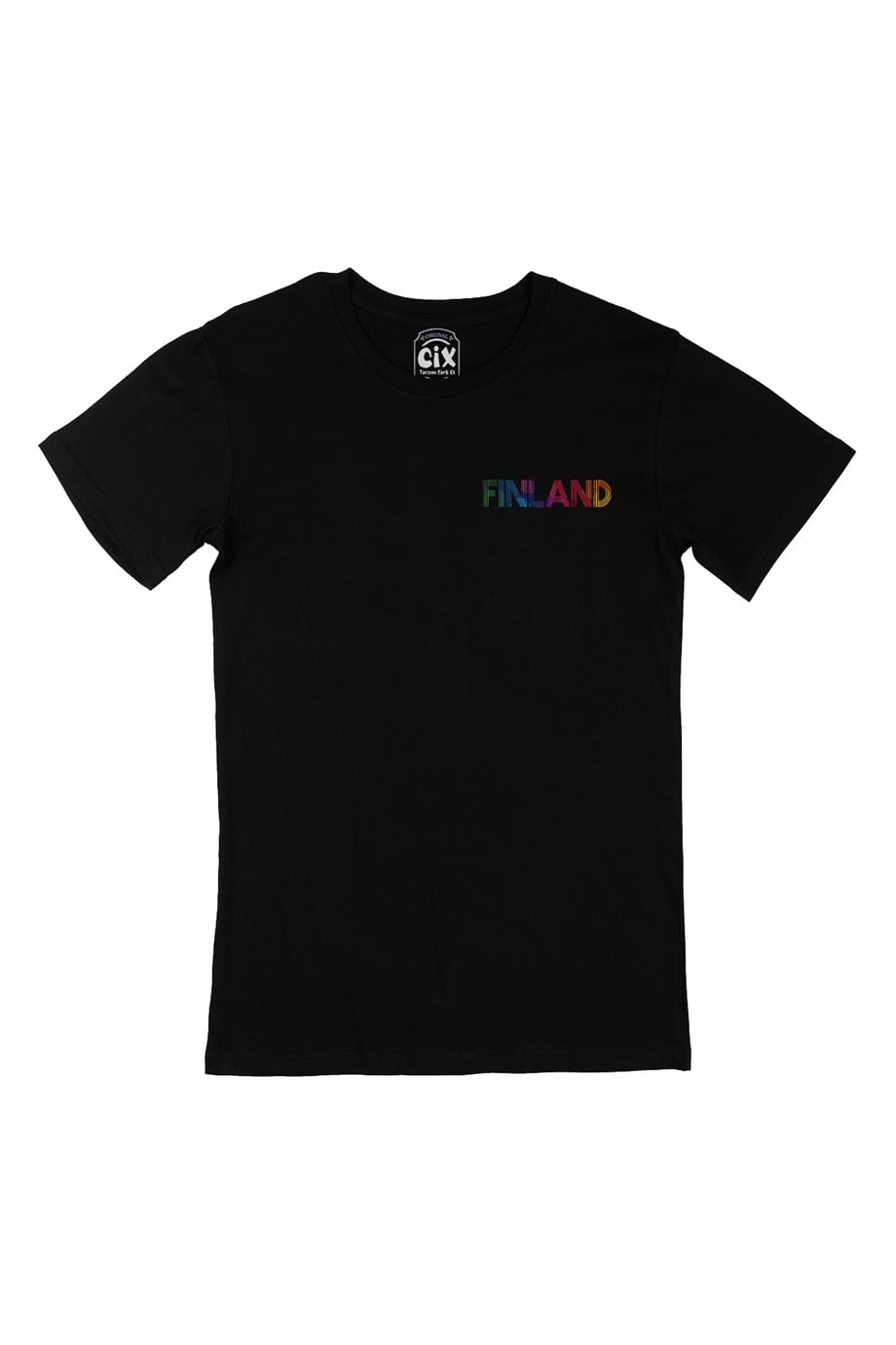 Finlandiya Cep Logo Tasarımlı Siyah Tişört