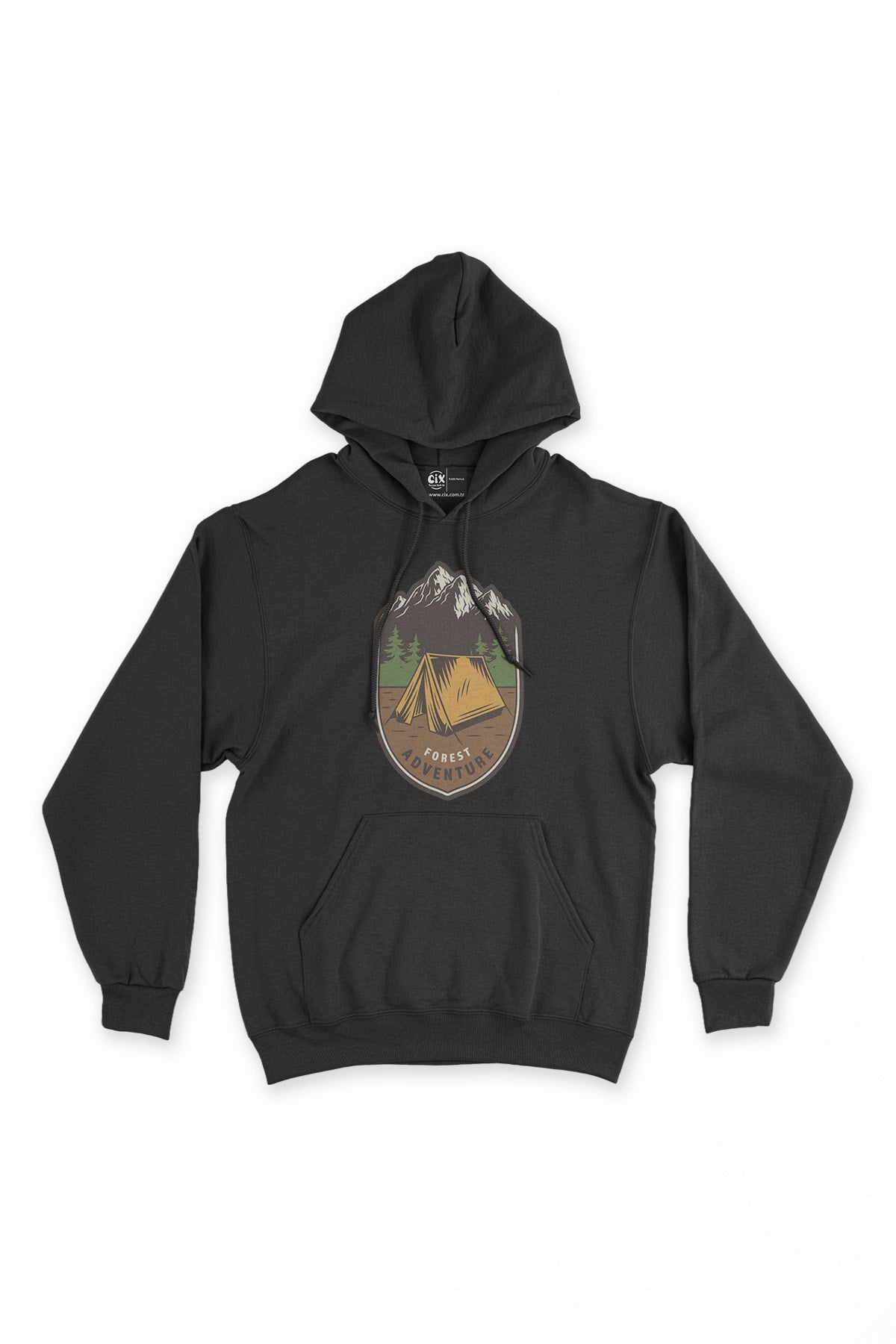 Forest Adventure Siyah Kapşonlu Sweatshirt Hoodie