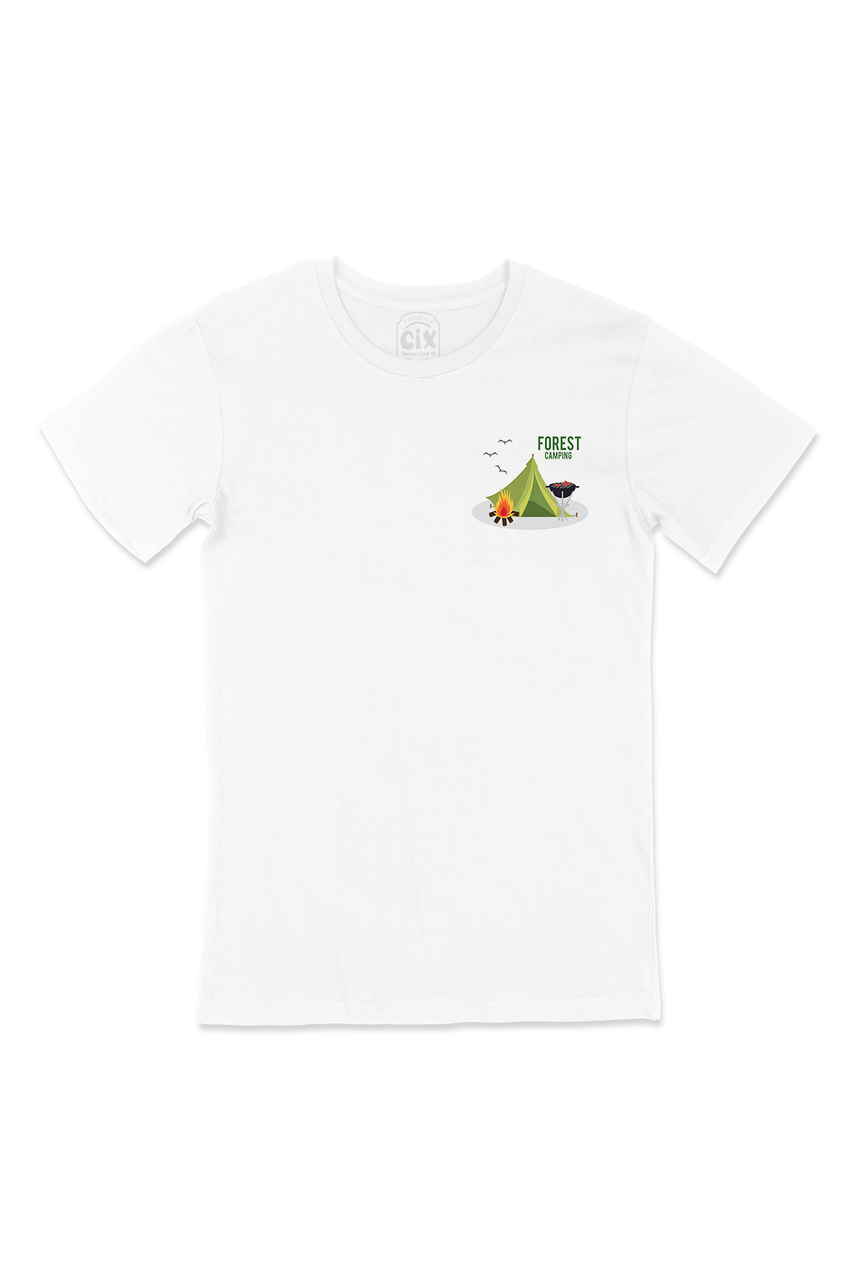 Forest Camping Cep Logo Tasarımlı Beyaz Tişört