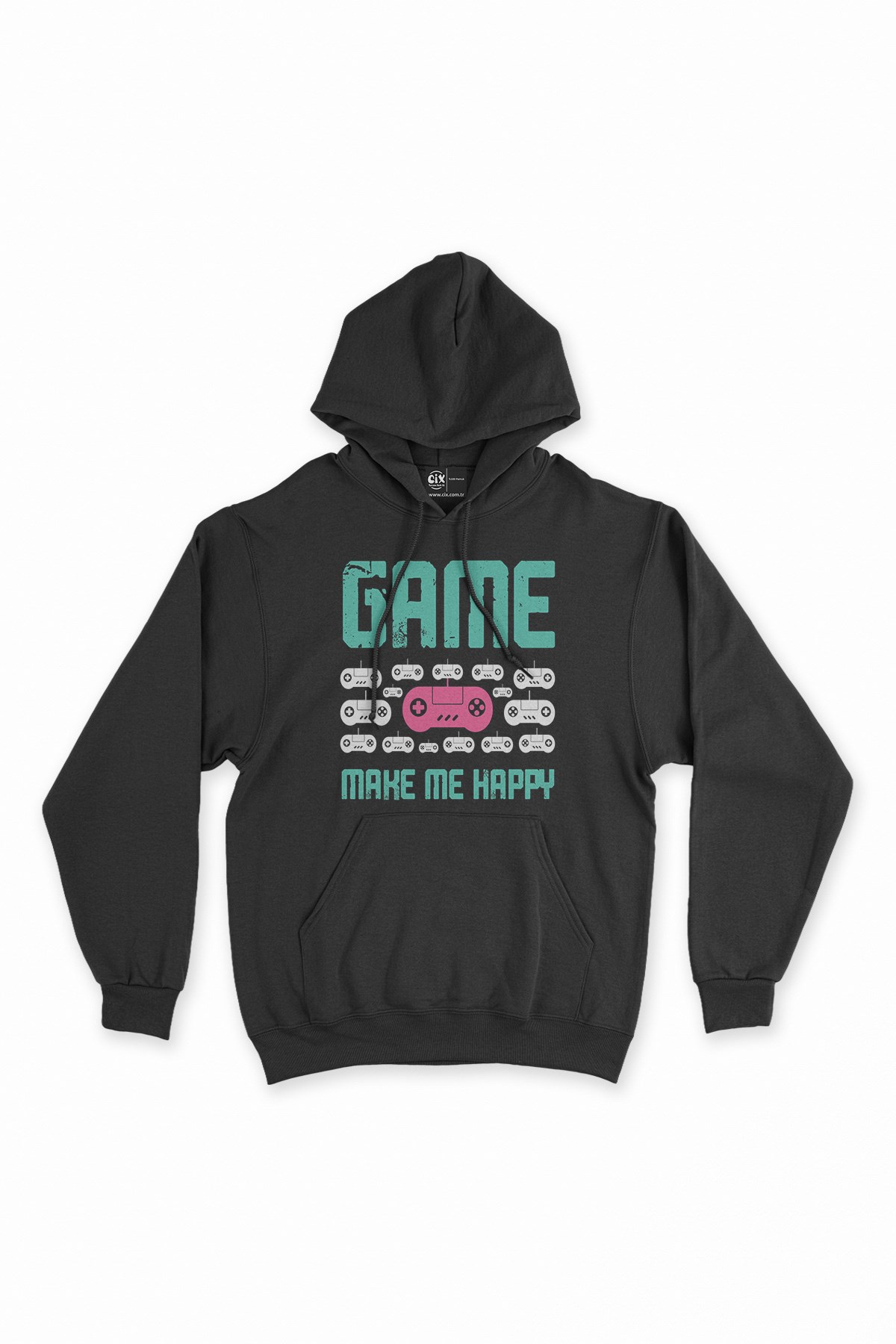 Game Make Me Happy Siyah Kapşonlu Sweatshirt Hoodie