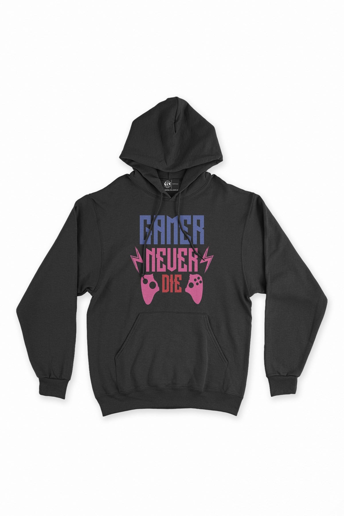 Gamer Never Die Siyah Kapşonlu Sweatshirt Hoodie