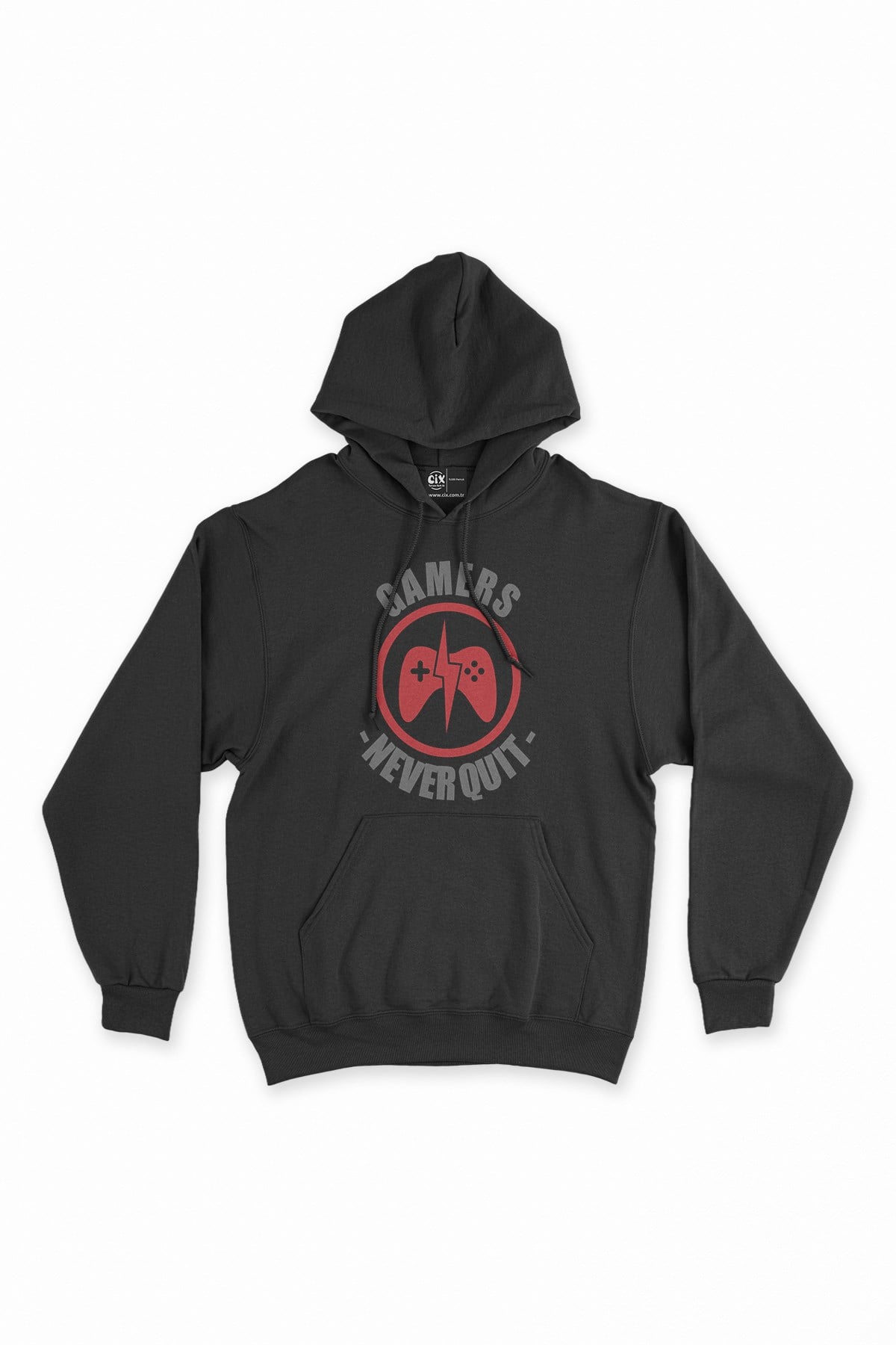 Gamers Never Quit Siyah Kapşonlu Sweatshirt Hoodie