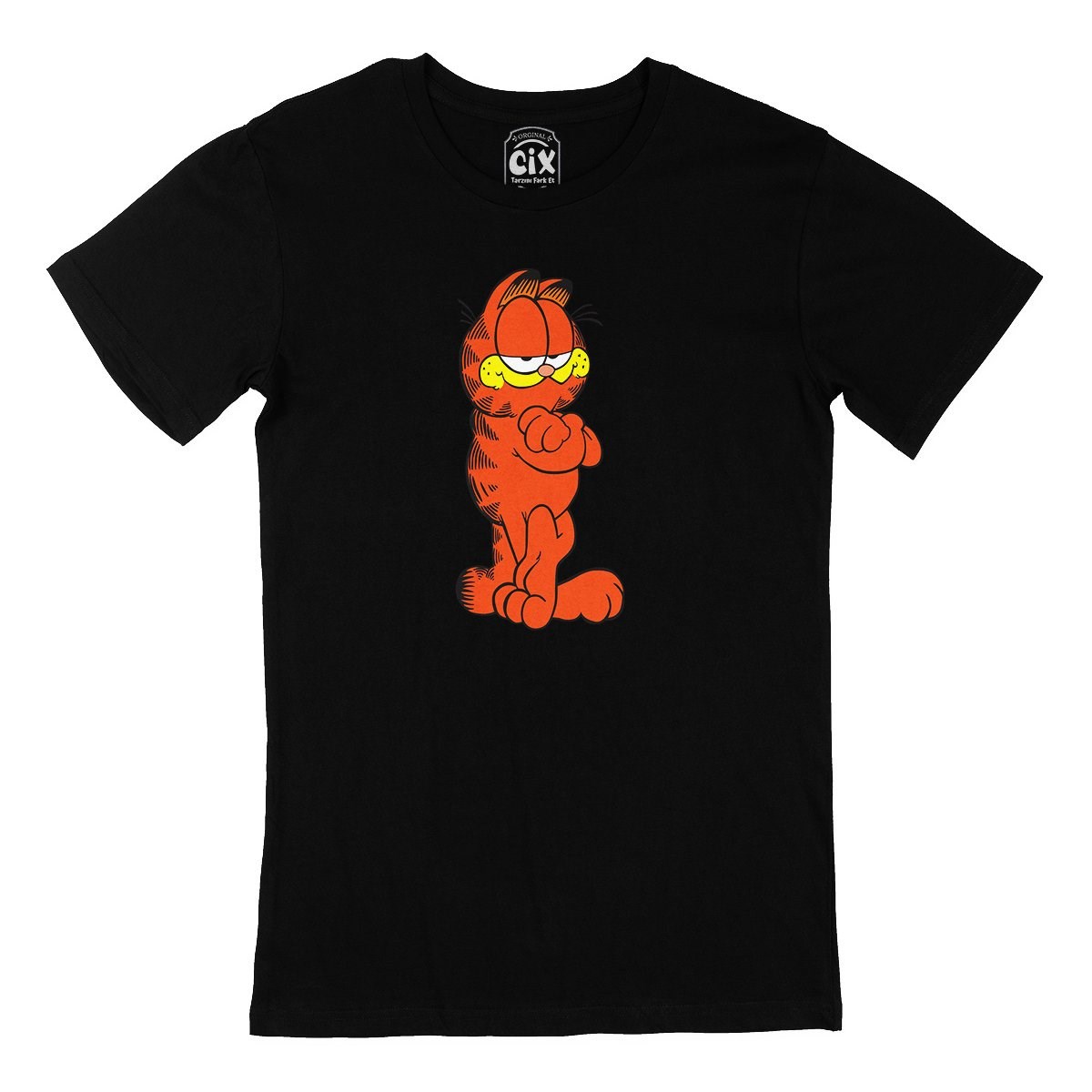 Garfield Baskılı Siyah Tişört