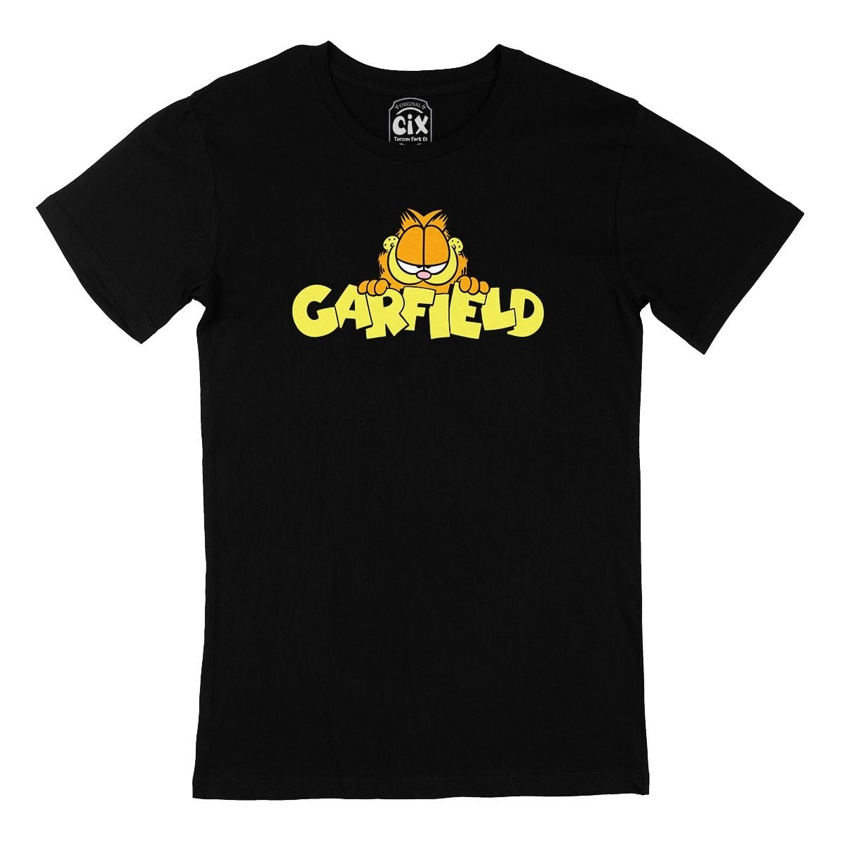 Garfield Logolu Siyah Tişört