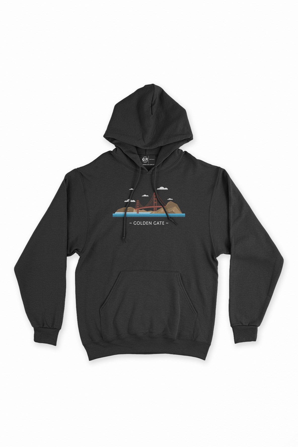 Golden Gate Siyah Kapşonlu Sweatshirt Hoodie