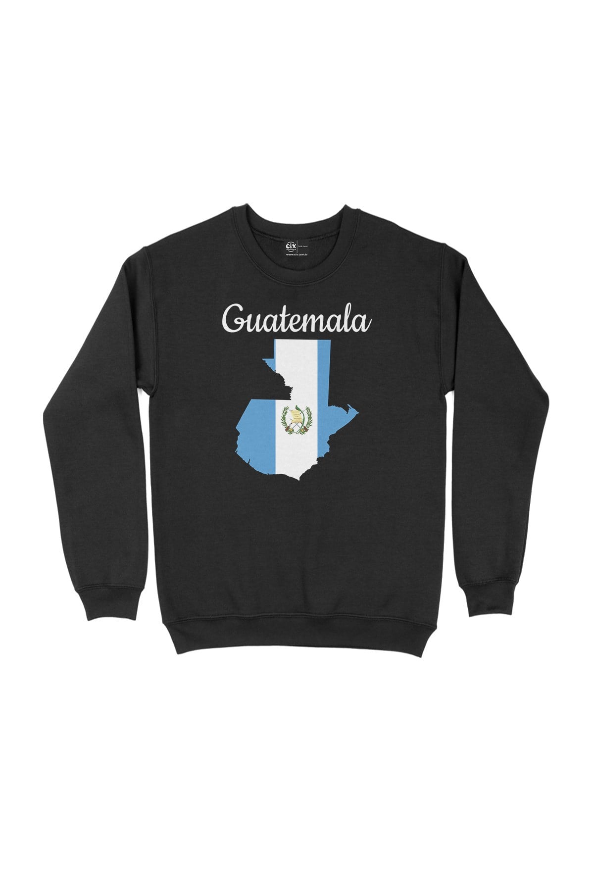 Guatemala Haritalı ve Bayraklı Siyah Sweatshirt