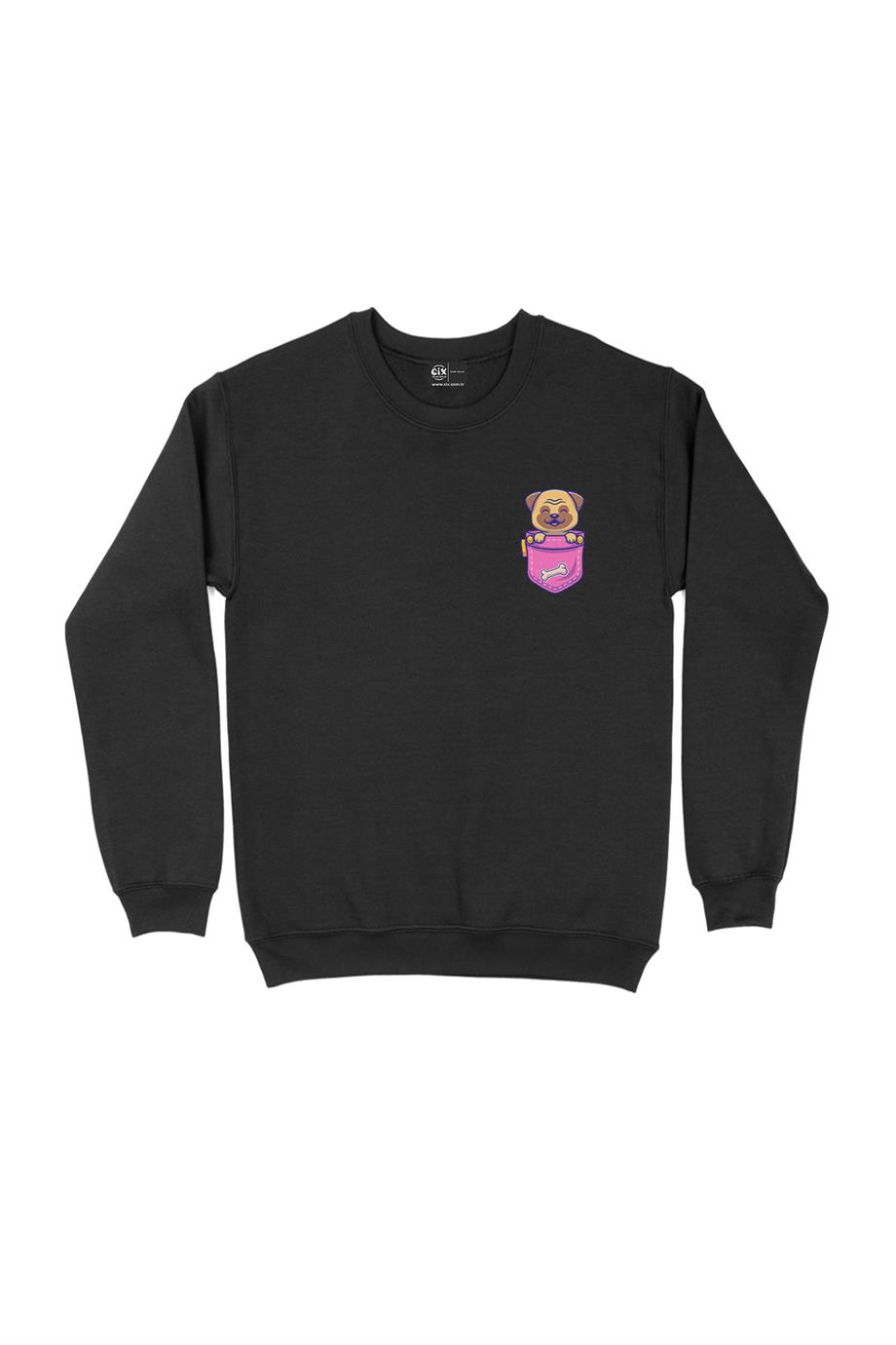 Gülümseyen Köpek Cep Tasarım Baskılı Sweatshirt Gülümseyen Köpek Cep Tasarım Baskılı Sweatshirt - Ücretsiz Kargo