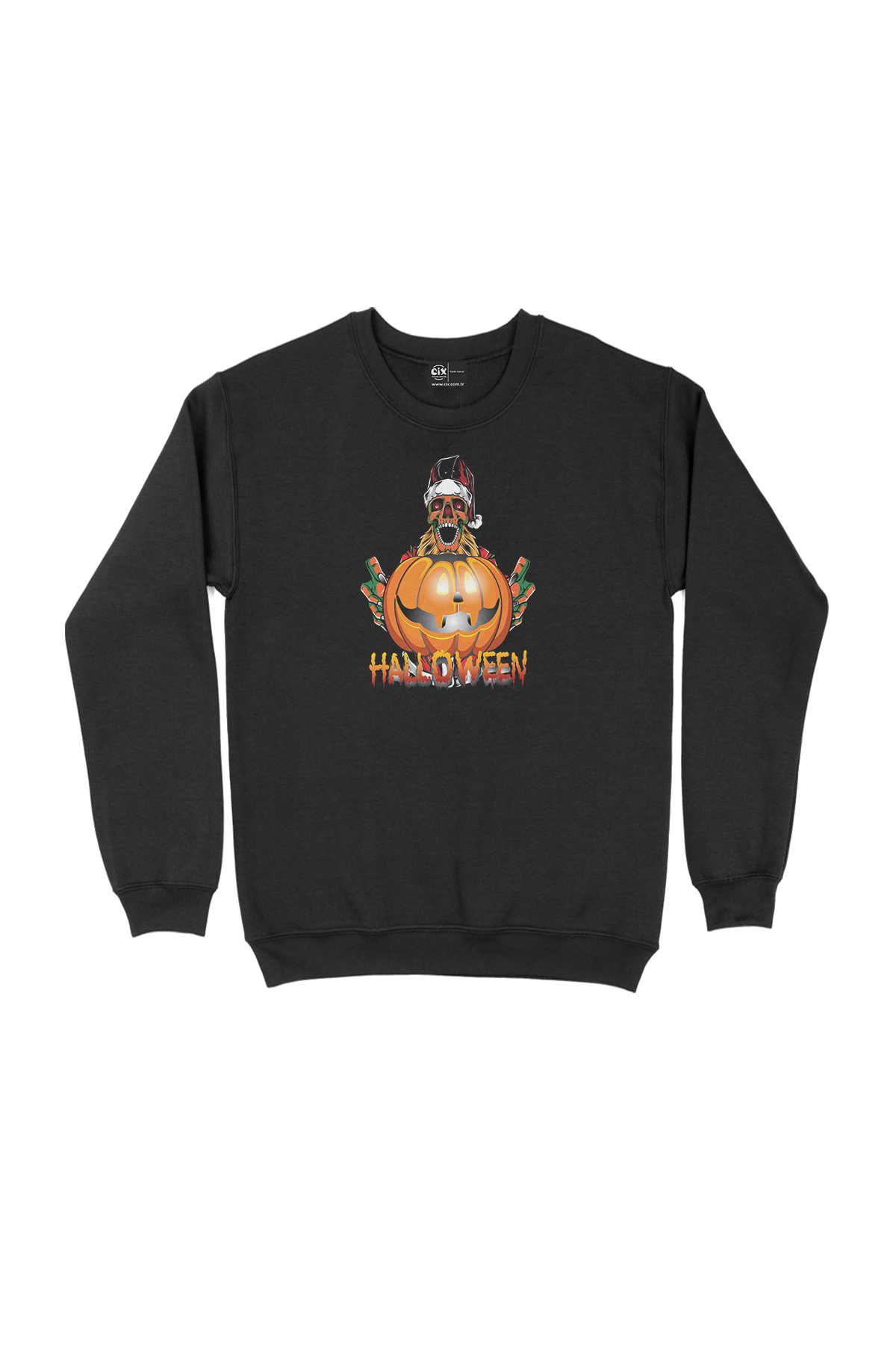 Halloween Kuru Kafa Siyah Sweatshirt