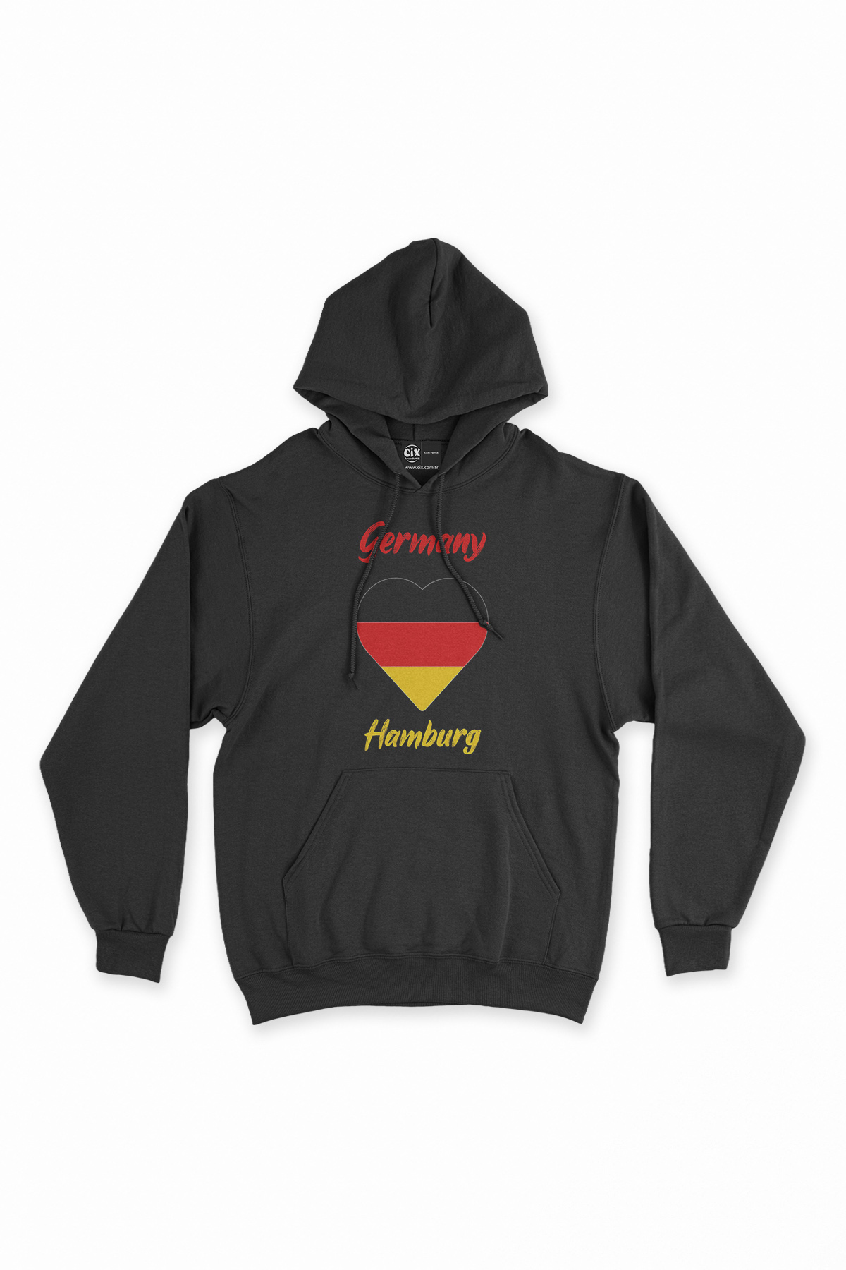 Hamburg Almanya  Bayraklı Kalpli Siyah Sweatshirt Hoodie