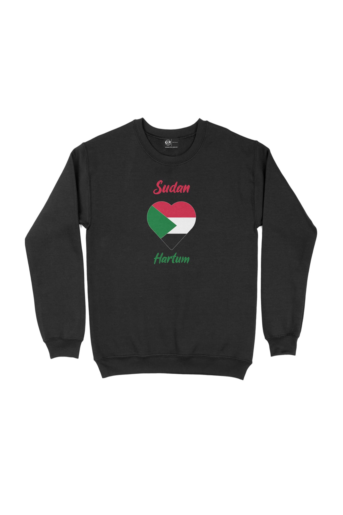 Hartum Sudan Bayraklı Kalpli Siyah Sweatshirt