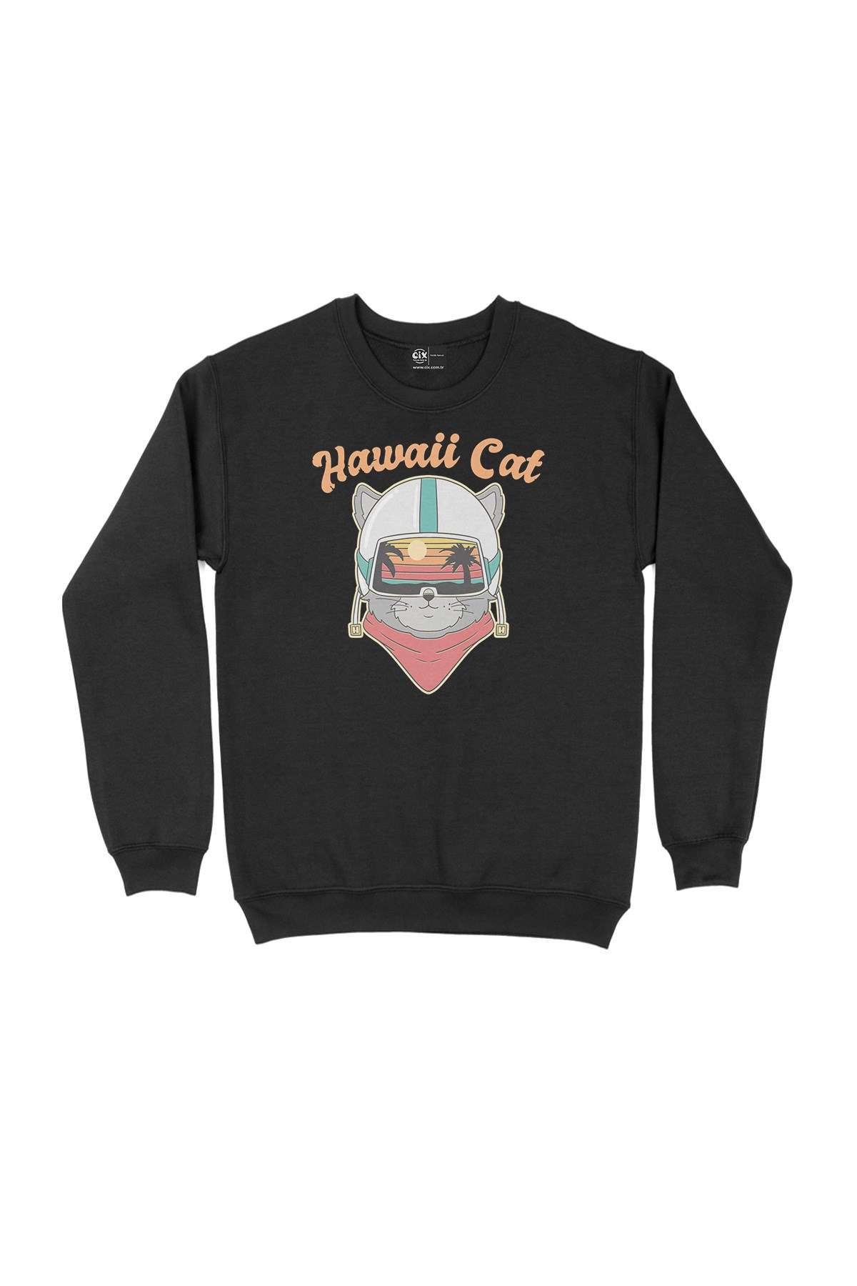 Hawaii Cat Siyah Sweatshirt