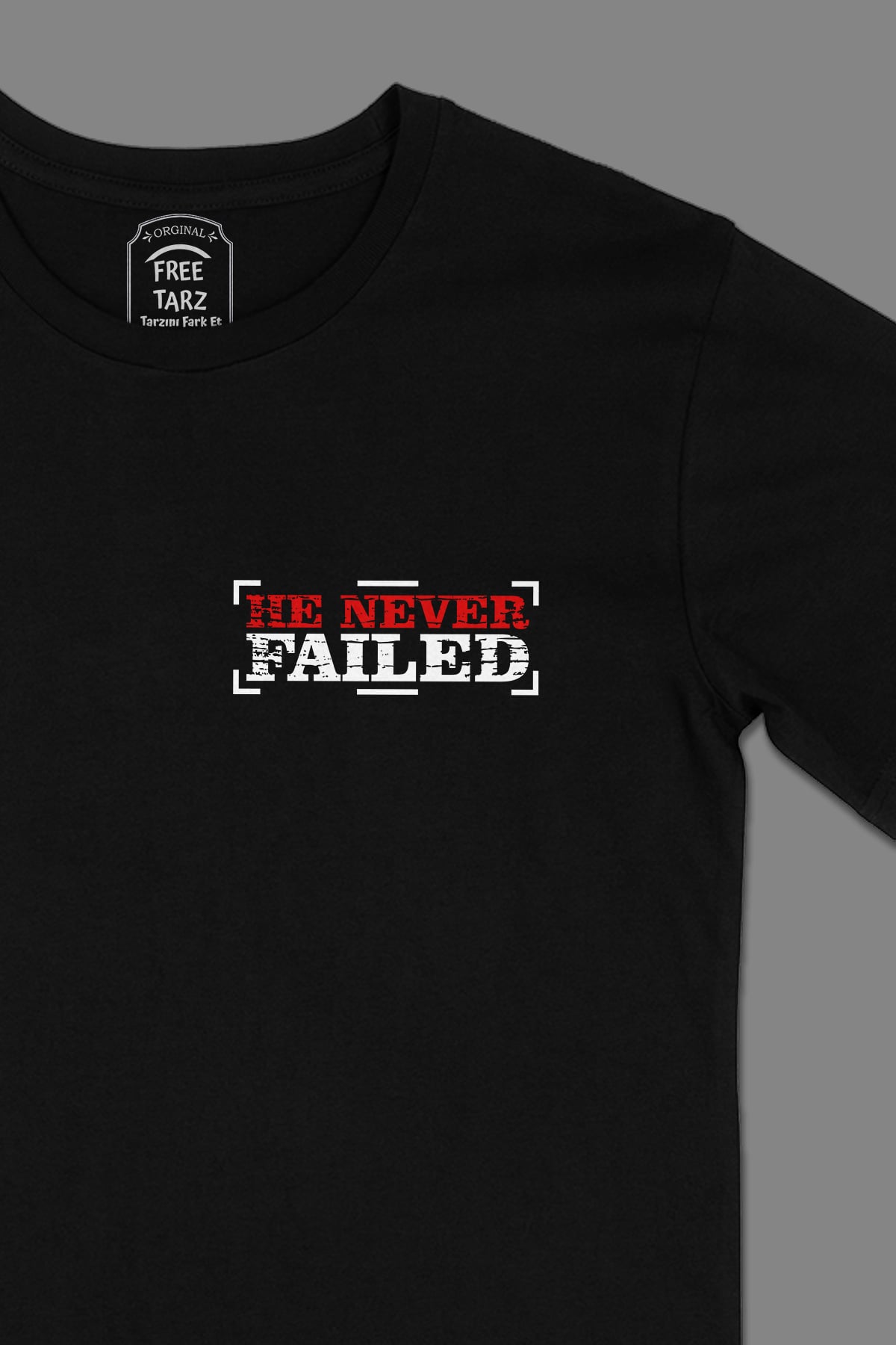 He Never Failed Cep Tasarımlı Siyah Tişört He Never Failed Cep Tasarımlı Siyah Tişört - Ücretsiz Kargo