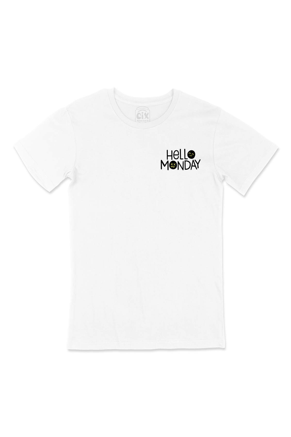 Hello Monday Cep Logo Tasarımlı Beyaz Tişört