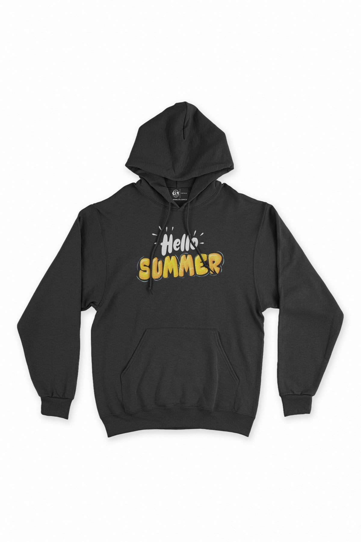 Hello Summer Siyah Kapşonlu Sweatshirt Hoodie