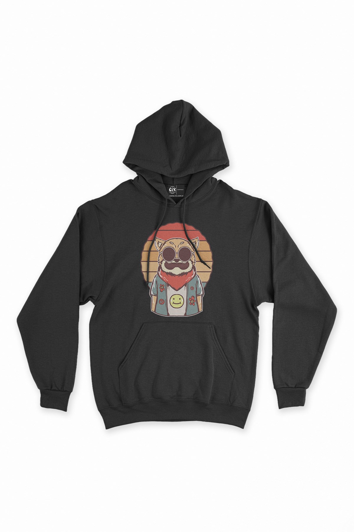 Hippi Kedili Siyah Kapşonlu Sweatshirt Hoodie
