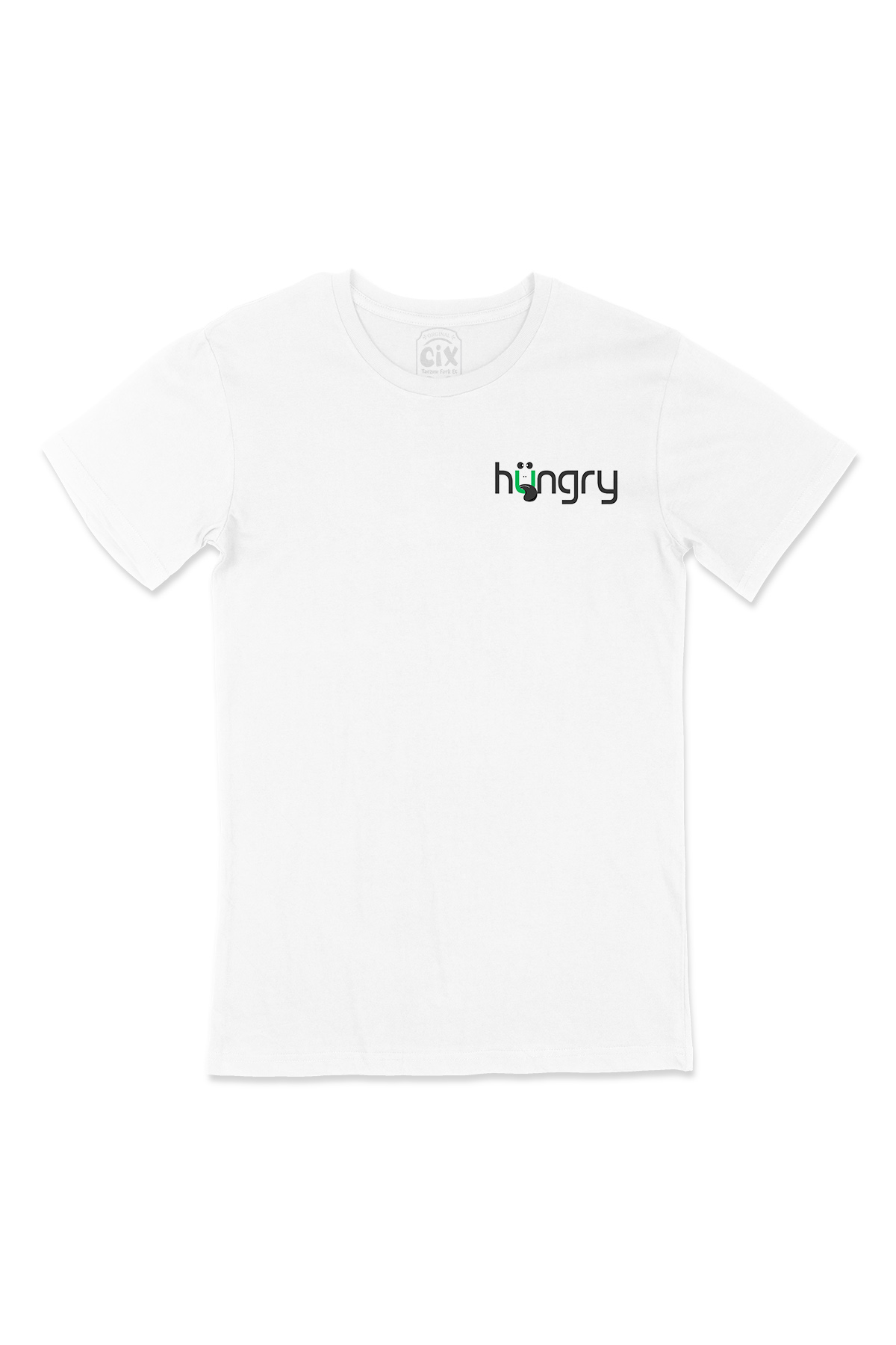 Hungry Cep Logo Tasarımlı Beyaz Tişört