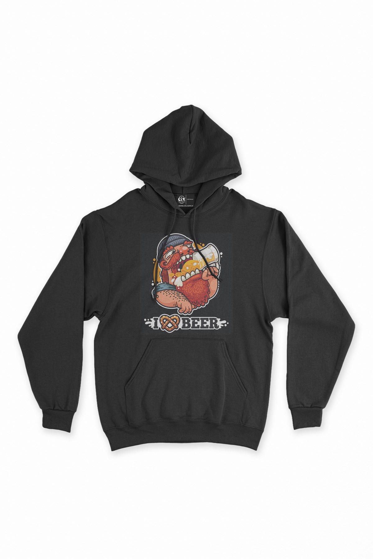 I Love Beer Siyah Kapşonlu Sweatshirt Hoodie