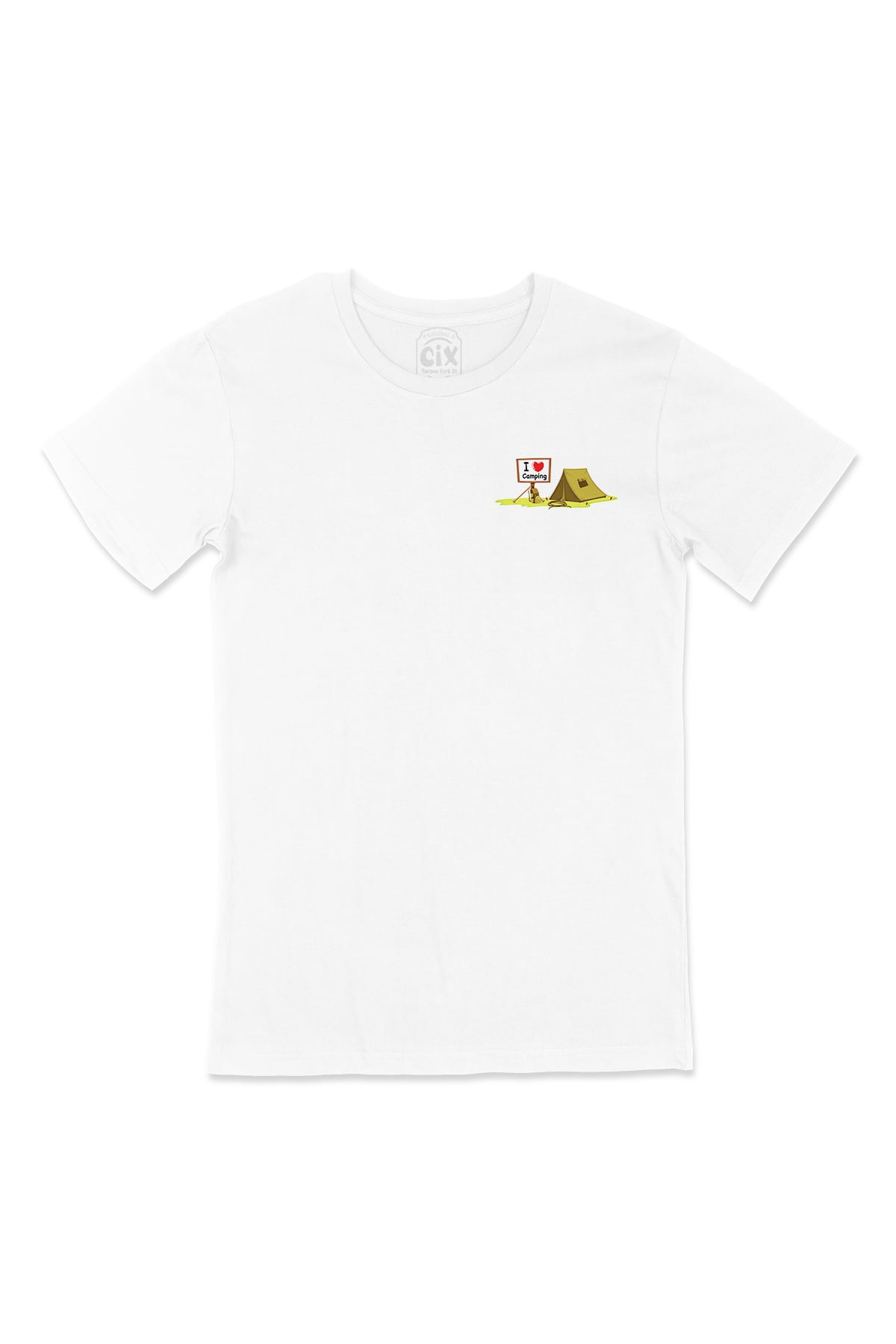 I Love Camping Cep Logo Tasarımlı Beyaz Tişört