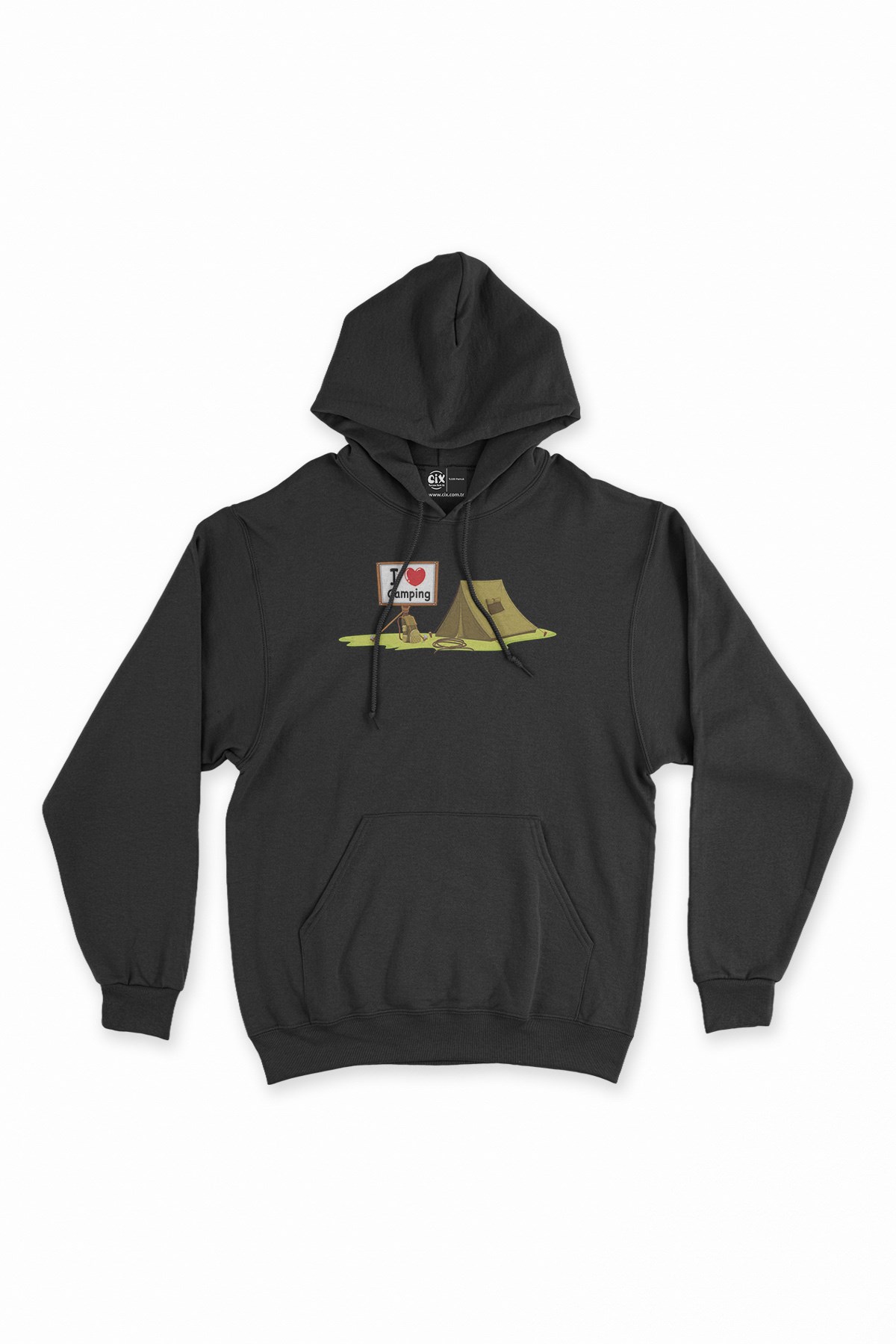 I Love Camping Siyah Kapşonlu Sweatshirt Hoodie