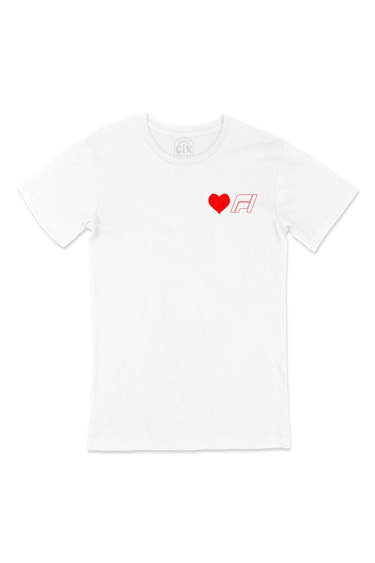 I Love F1 Cep Logo Tasarımlı Beyaz Tişört