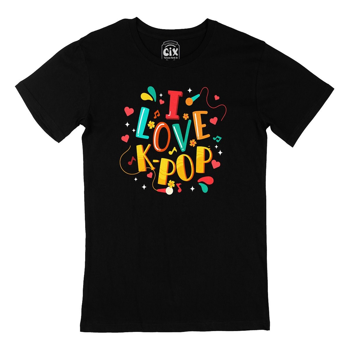 I Love K Pop Siyah Tişört