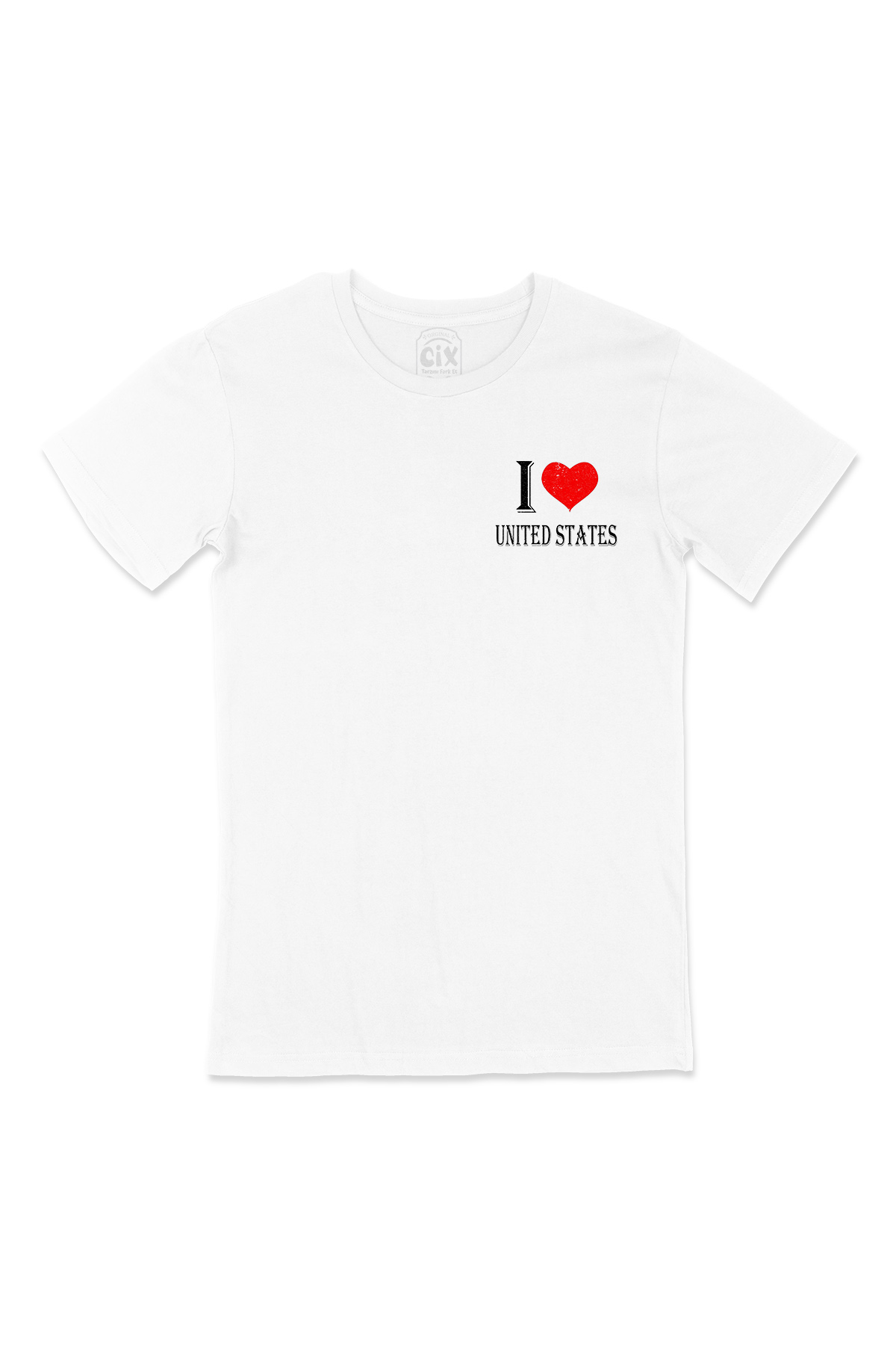 I Love United States Cep Logo Tasarımlı Beyaz Tişört