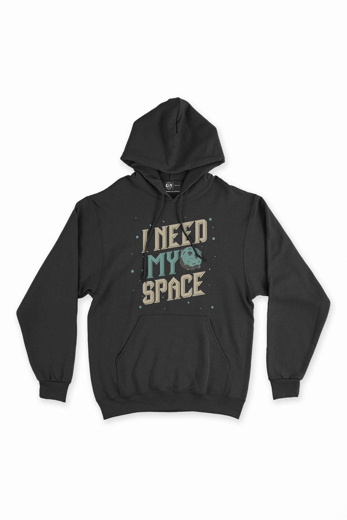 I Need My Space Siyah Kapşonlu Sweatshirt Hoodie
