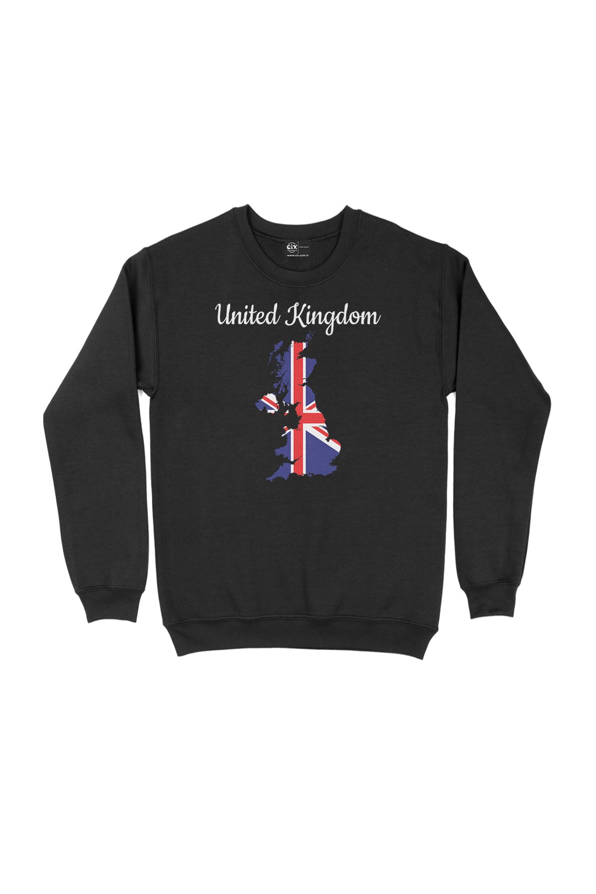 İngiltere Haritalı ve Bayraklı Siyah Sweatshirt