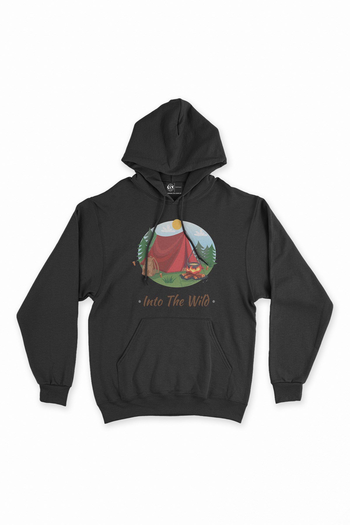 Into The Wild Siyah Kapşonlu Sweatshirt Hoodie