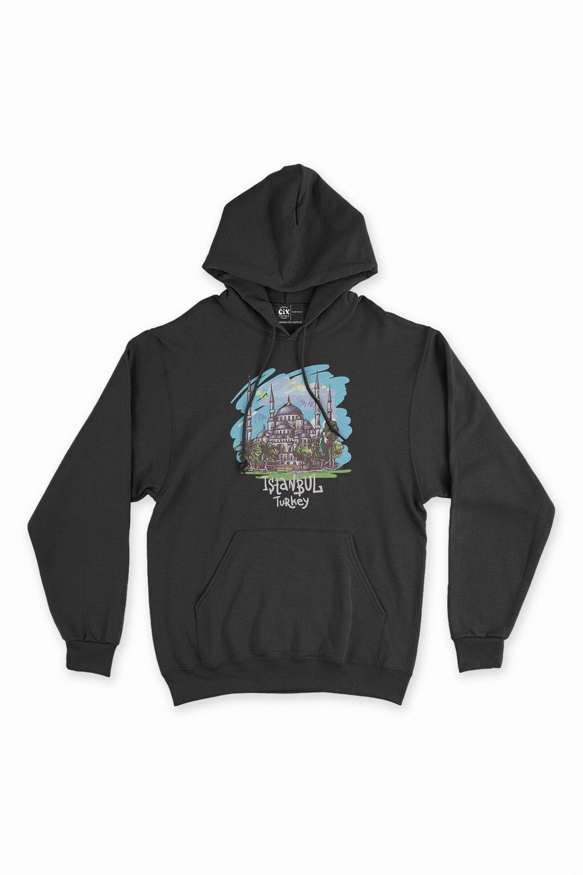 İstanbul Ayasofya Siyah Kapşonlu Sweatshirt Hoodie
