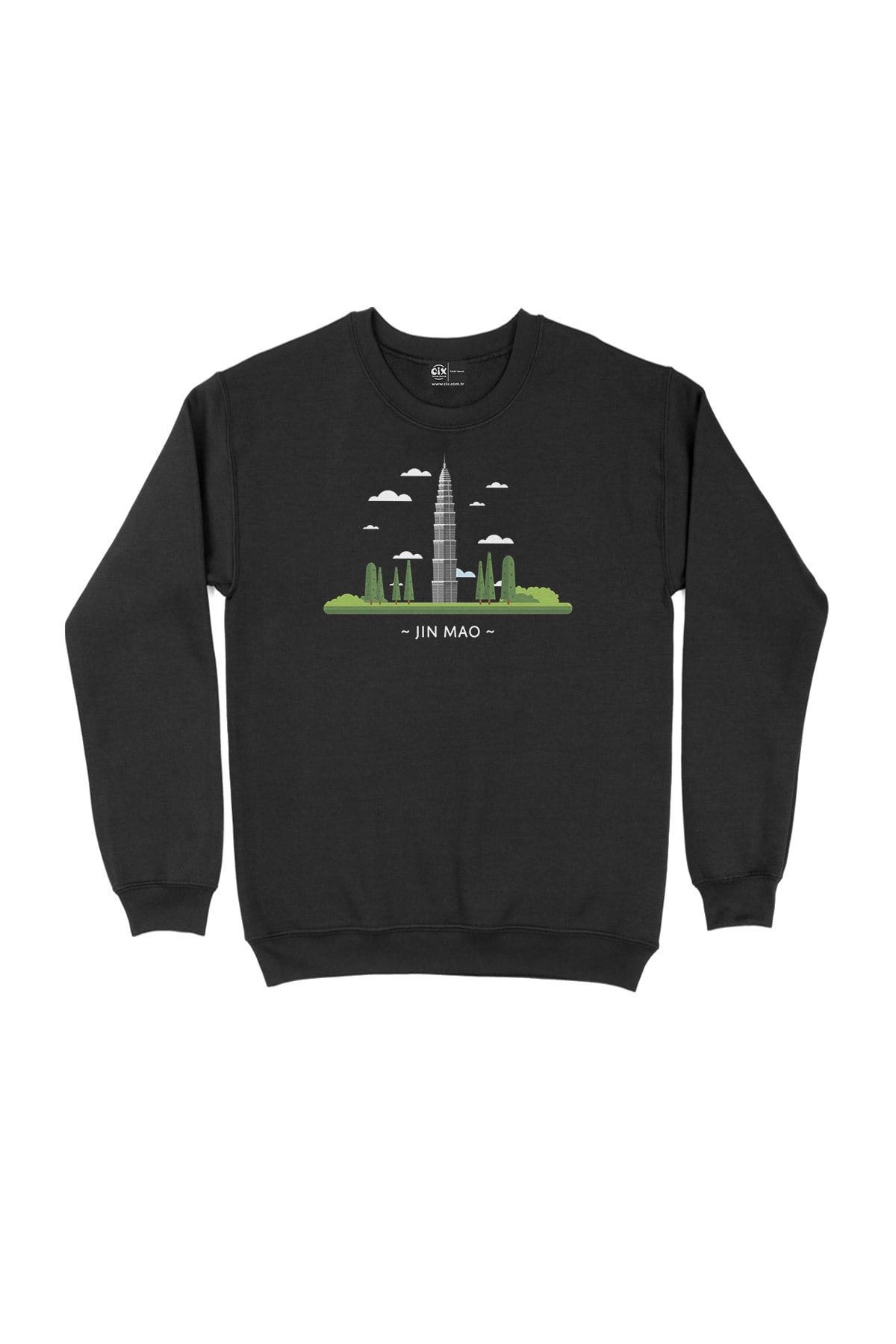 Jin Mao Kulesi Siyah Sweatshirt