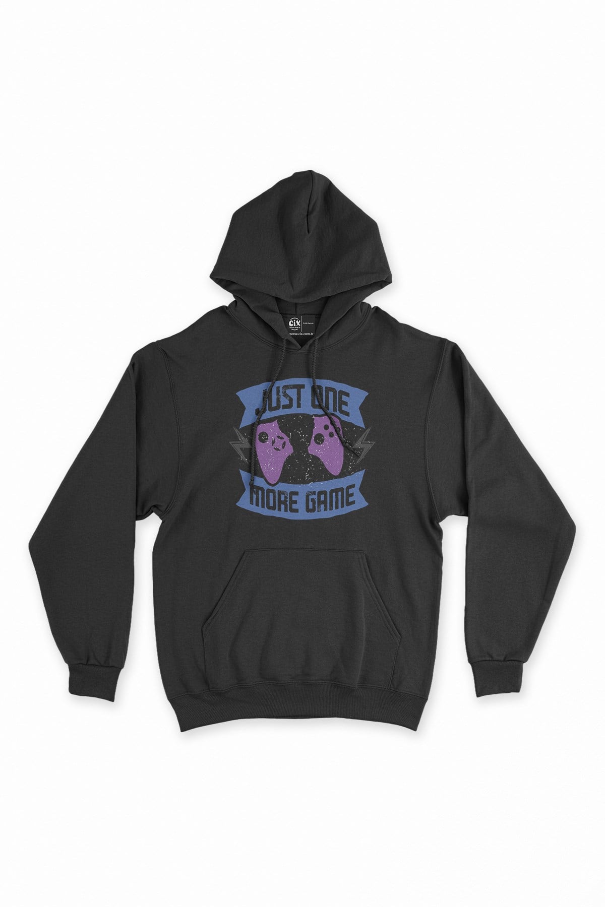 Just One More Game Siyah Kapşonlu Sweatshirt Hoodie