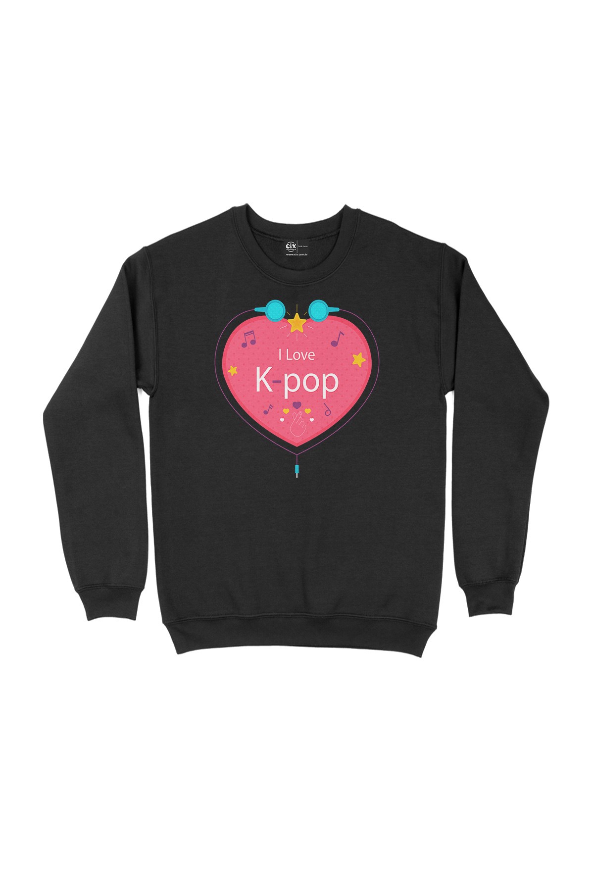 K Pop Kalpli Siyah Sweatshirt