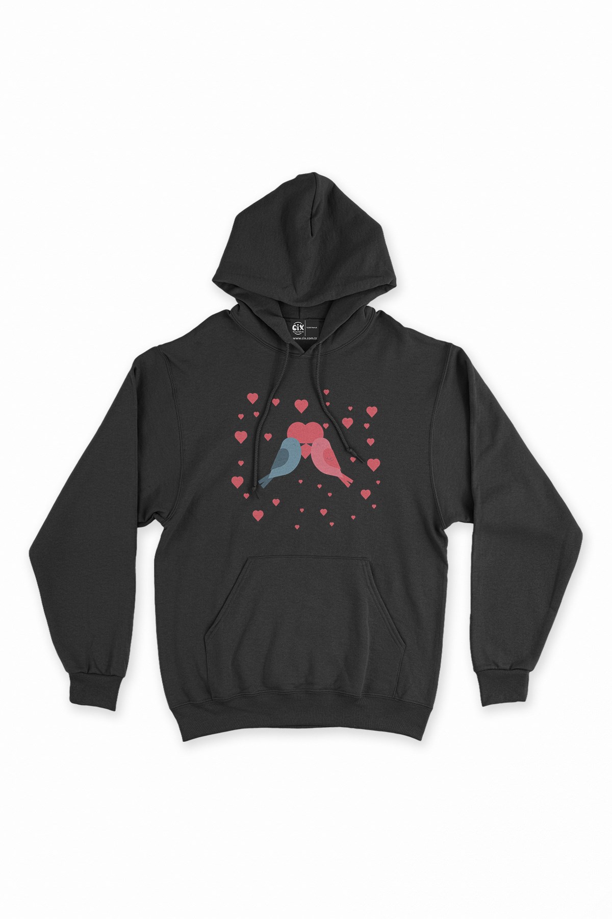 Kalpli Çifte Kumrular Siyah Kapşonlu Sweatshirt Hoodie