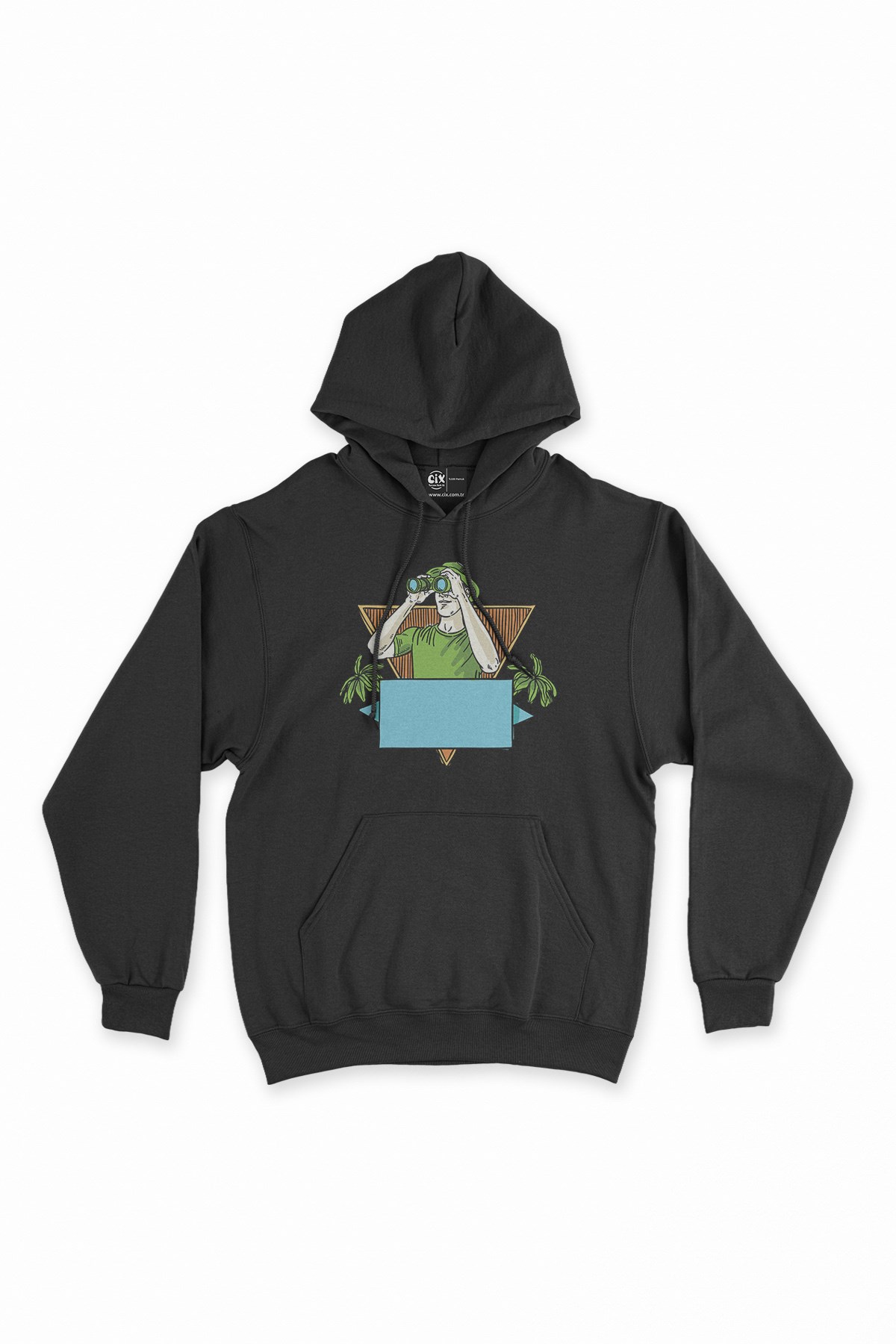 Kamp Dürbünü Siyah Kapşonlu Sweatshirt Hoodie