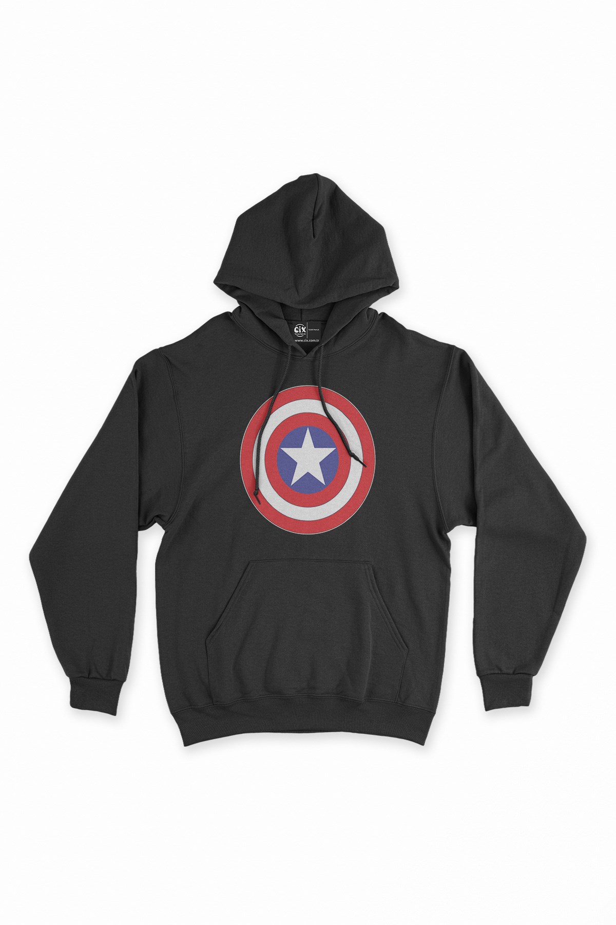 Kaptan Amerika Siyah Kapşonlu Sweatshirt Hoodie