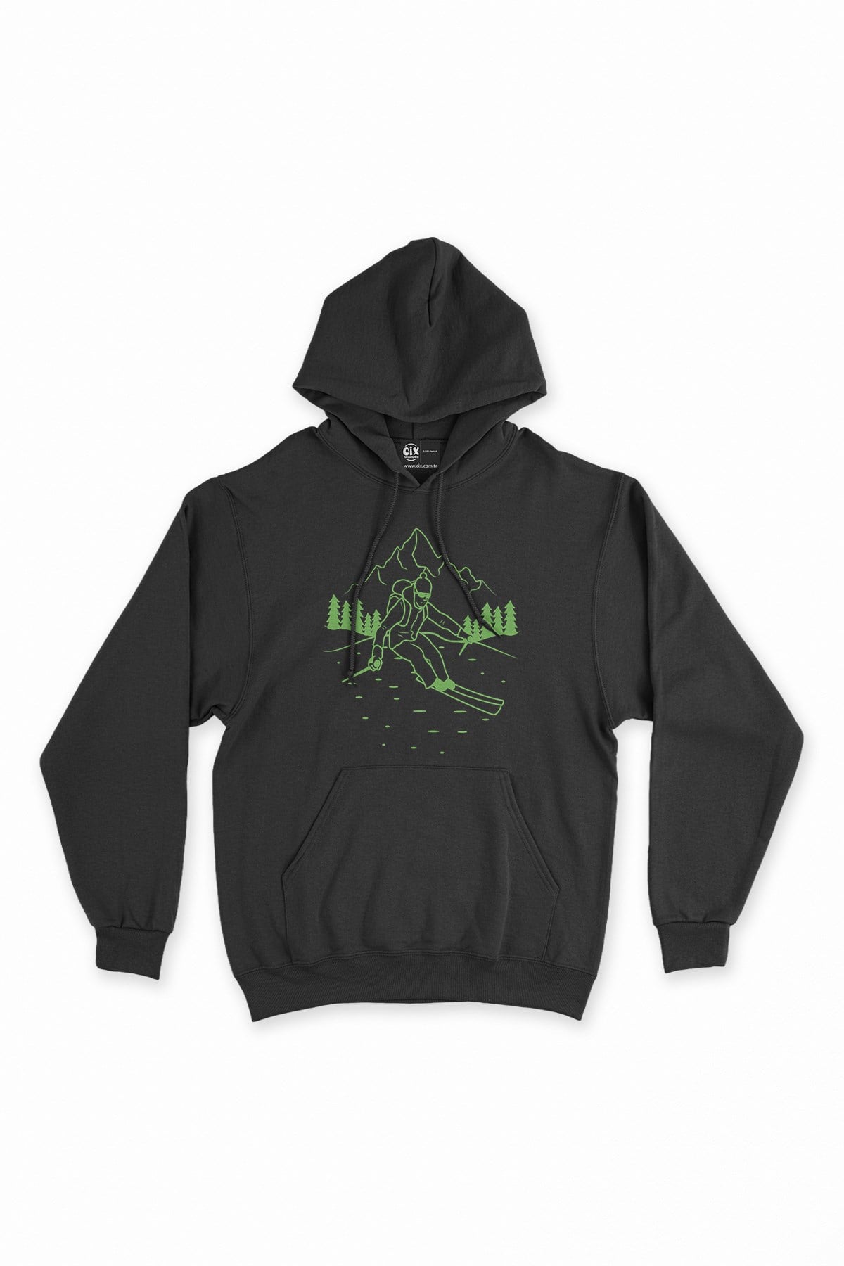 Kayakçı  Siyah Kapşonlu Sweatshirt Hoodie