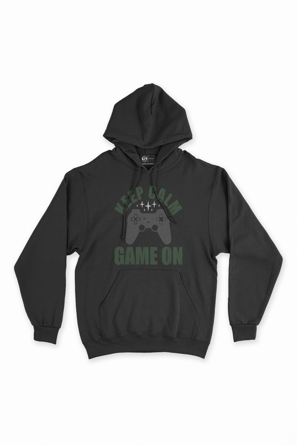 Keep Calm Game On Siyah Kapşonlu Sweatshirt Hoodie