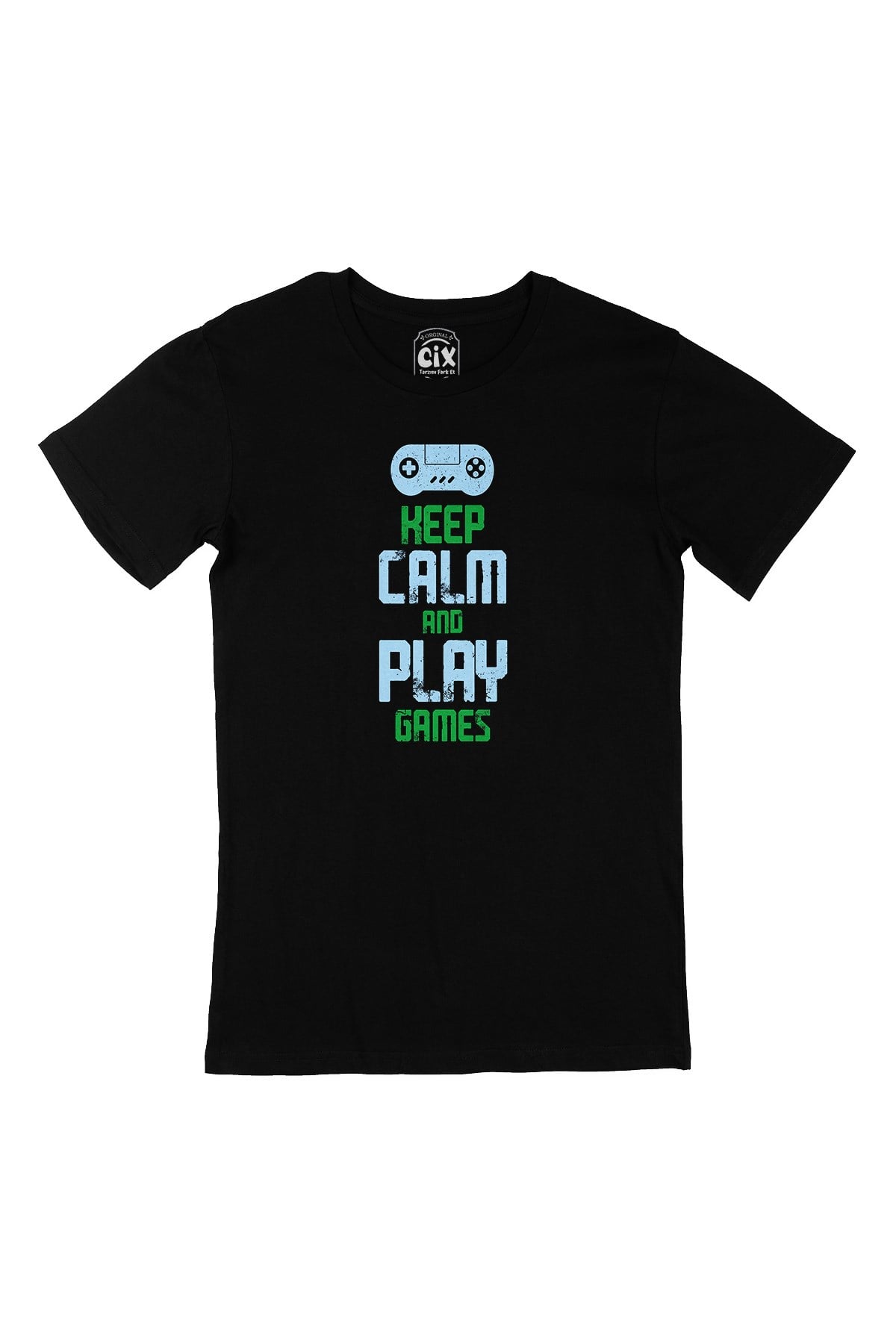 Keep Calm Play Game Siyah Tişört