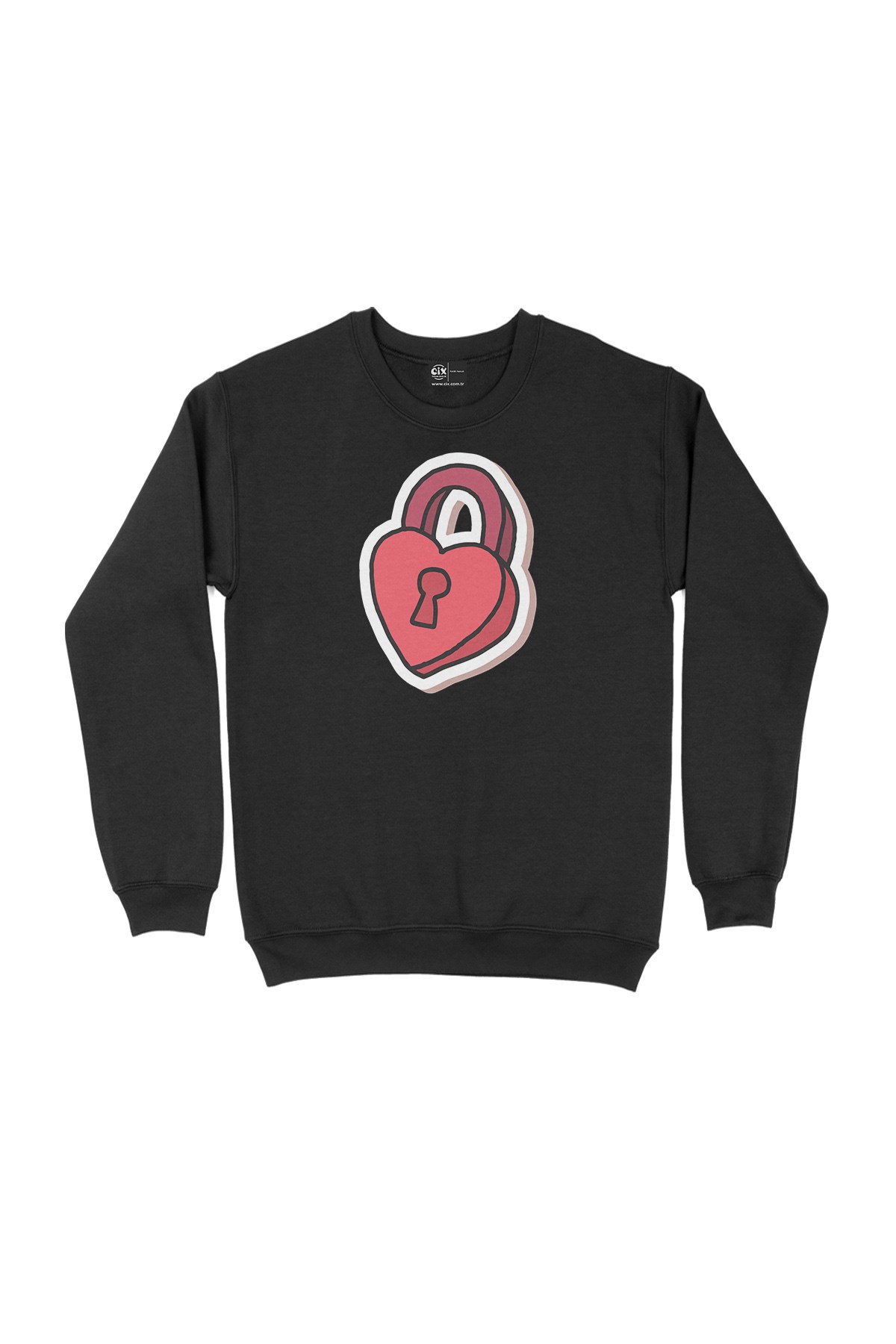Kilitli Kalp Siyah Sweatshirt