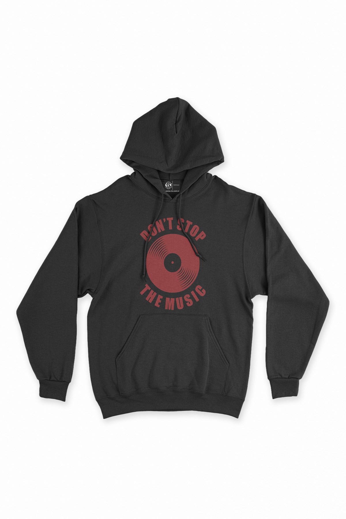 Kırmızı Don't Stop The Music Siyah Kapşonlu Sweatshirt Hoodie