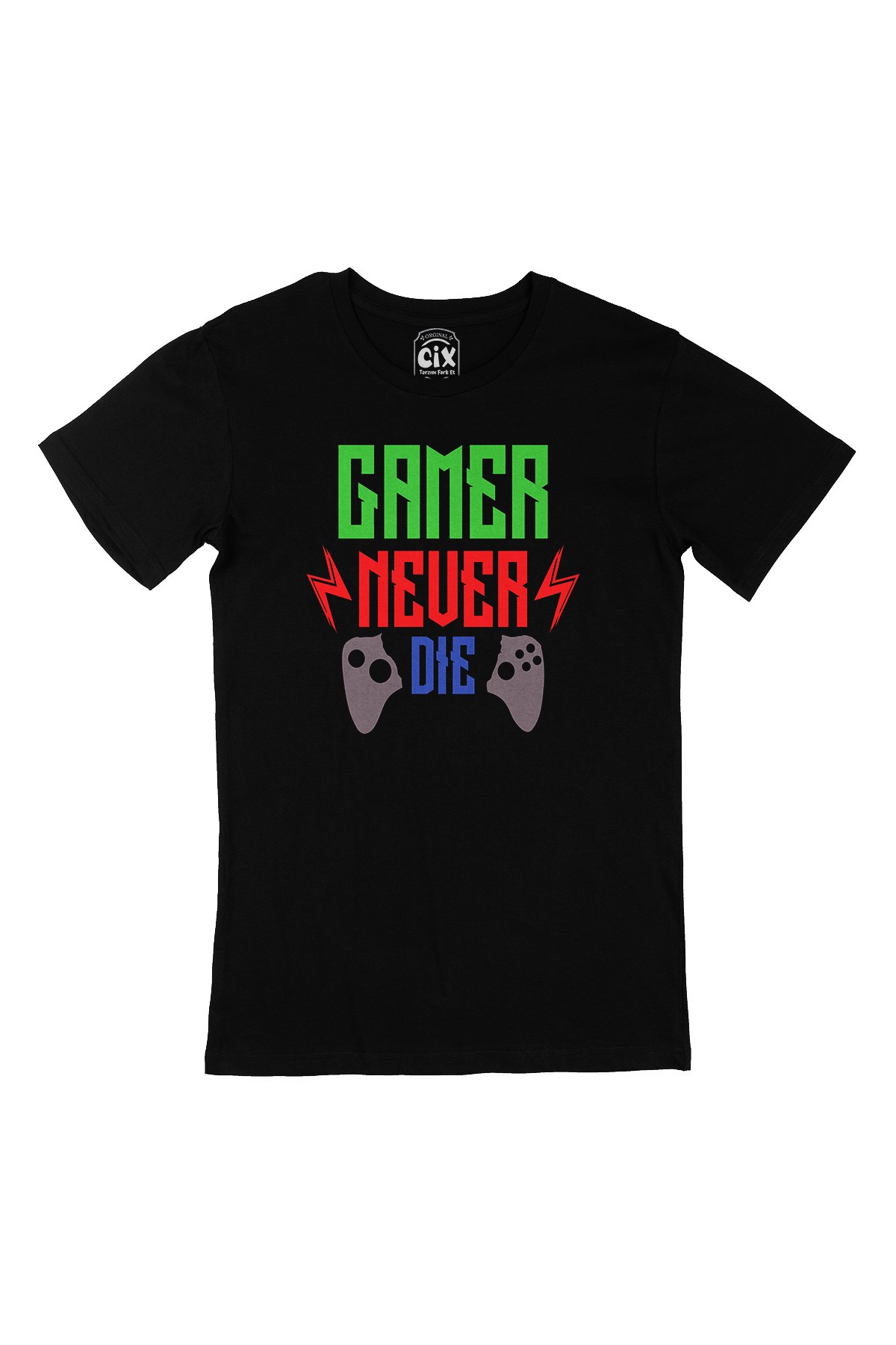 Kırmızı Gamer Never Die Siyah Tişört
