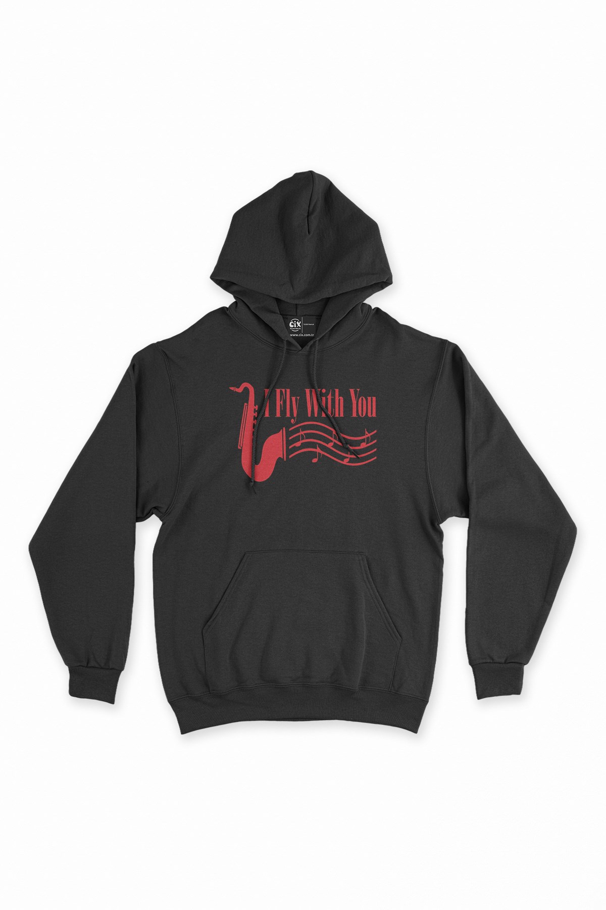 Kırmızı I Fly With You Siyah Kapşonlu Sweatshirt Hoodie