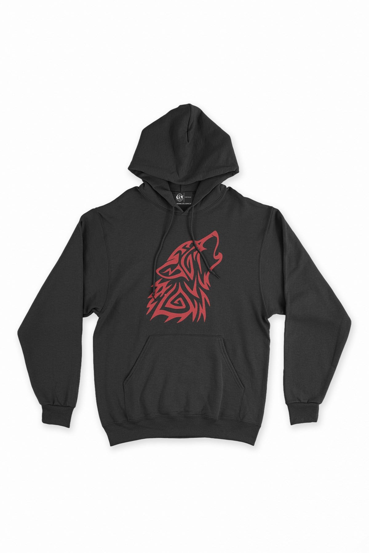 Kırmızı Kurt Siyah Kapşonlu Sweatshirt Hoodie