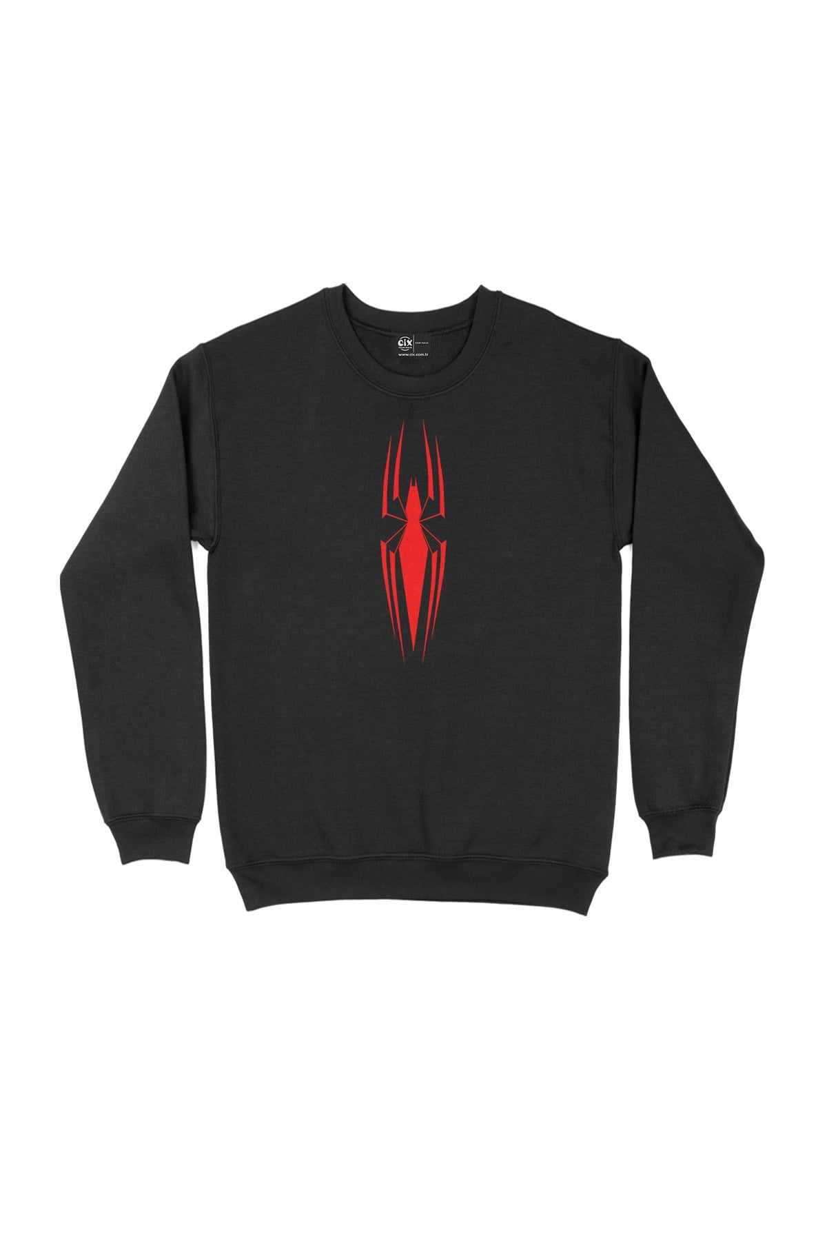 Kırmızı Renkli İnce Örümcek Siyah Sweatshirt